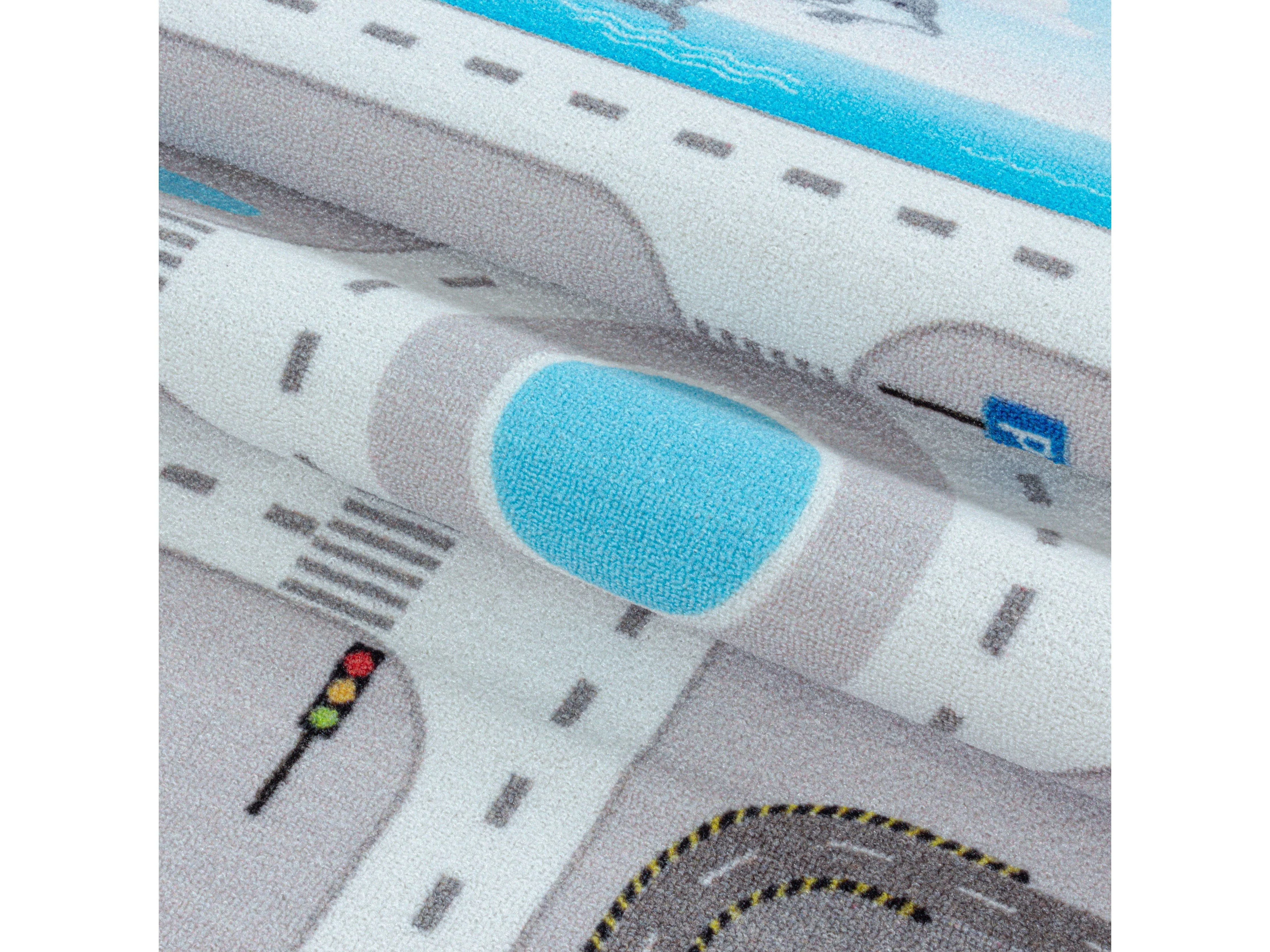 Kurzflor Kinderteppich Spielteppich Kinderzimmer Teppich Straße Verkehr Grau - Image 7
