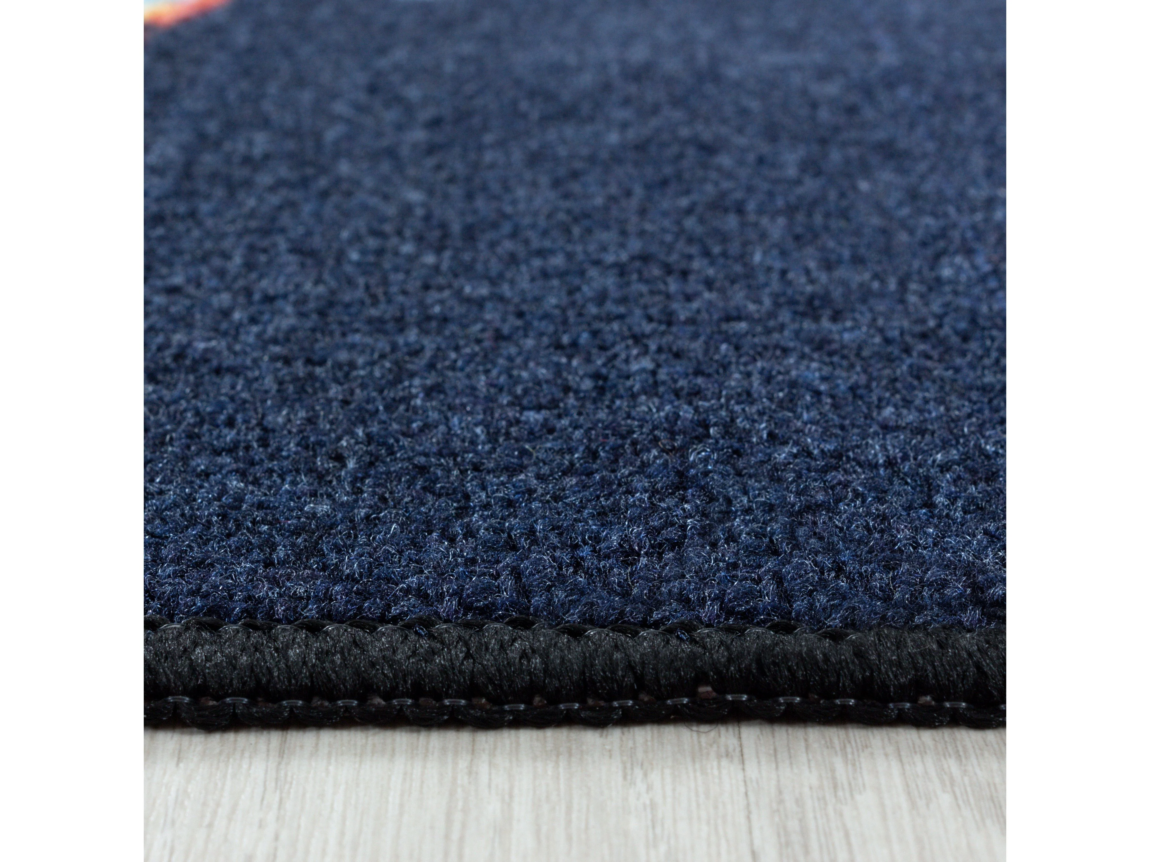 Kurzflor Teppich Kinderteppich Kinderzimmer Spiel Weltall Planet Rakete Blau - Image 4
