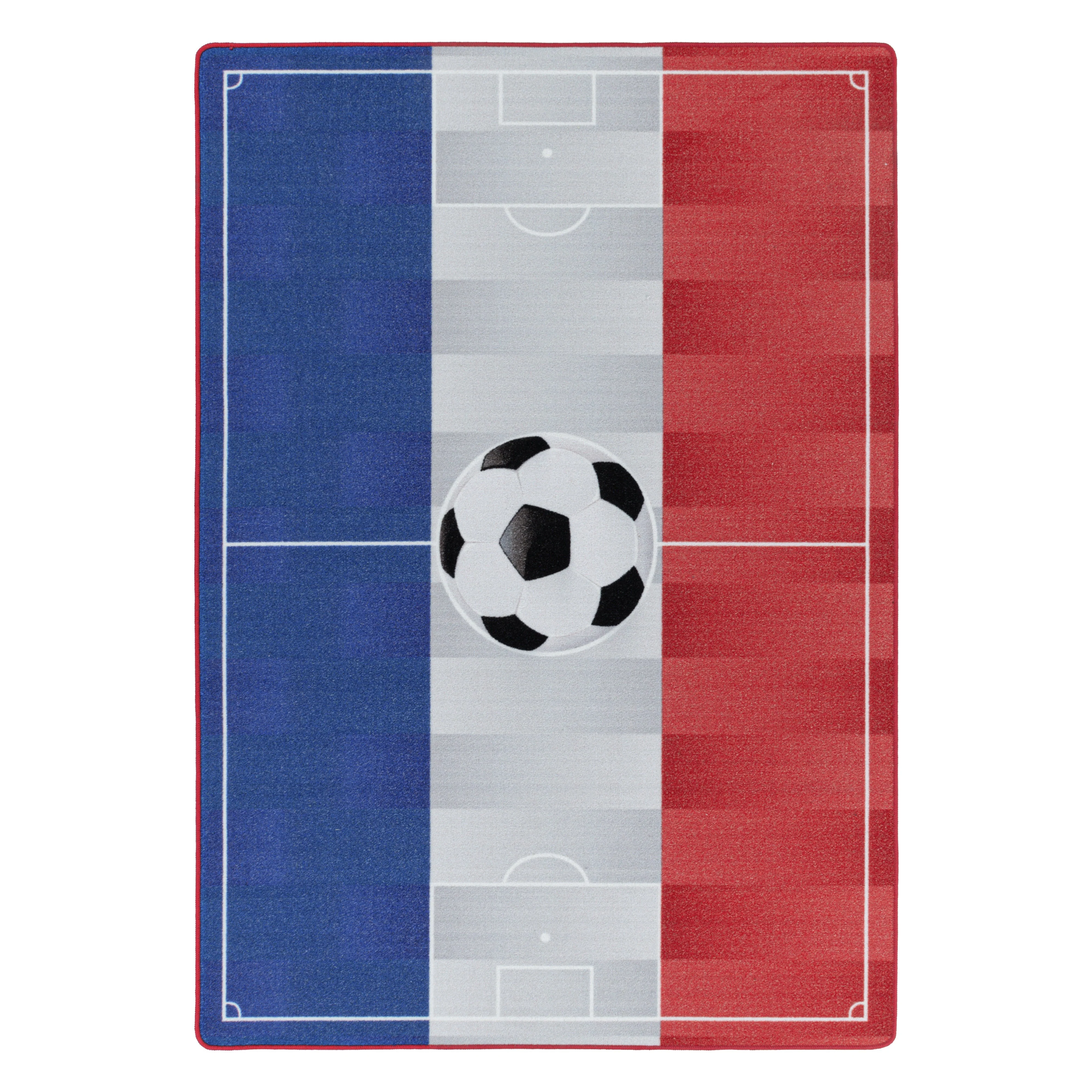 Kurzflor Teppich Kinderteppich Kinderzimmer Spielteppich Fussball Frankreich BlauGelb - Image 2