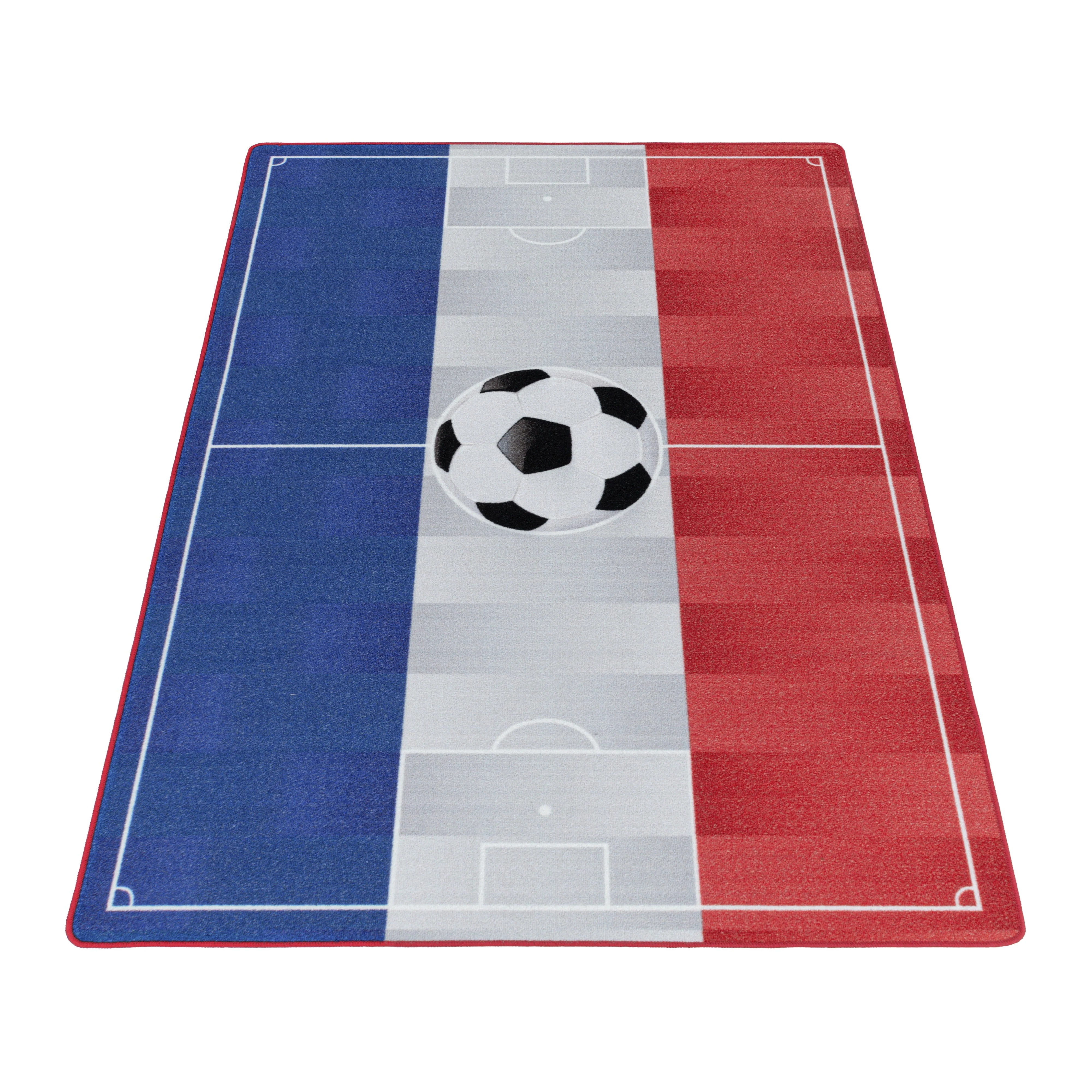 Kurzflor Teppich Kinderteppich Kinderzimmer Spielteppich Fussball Frankreich BlauGelb - Image 3