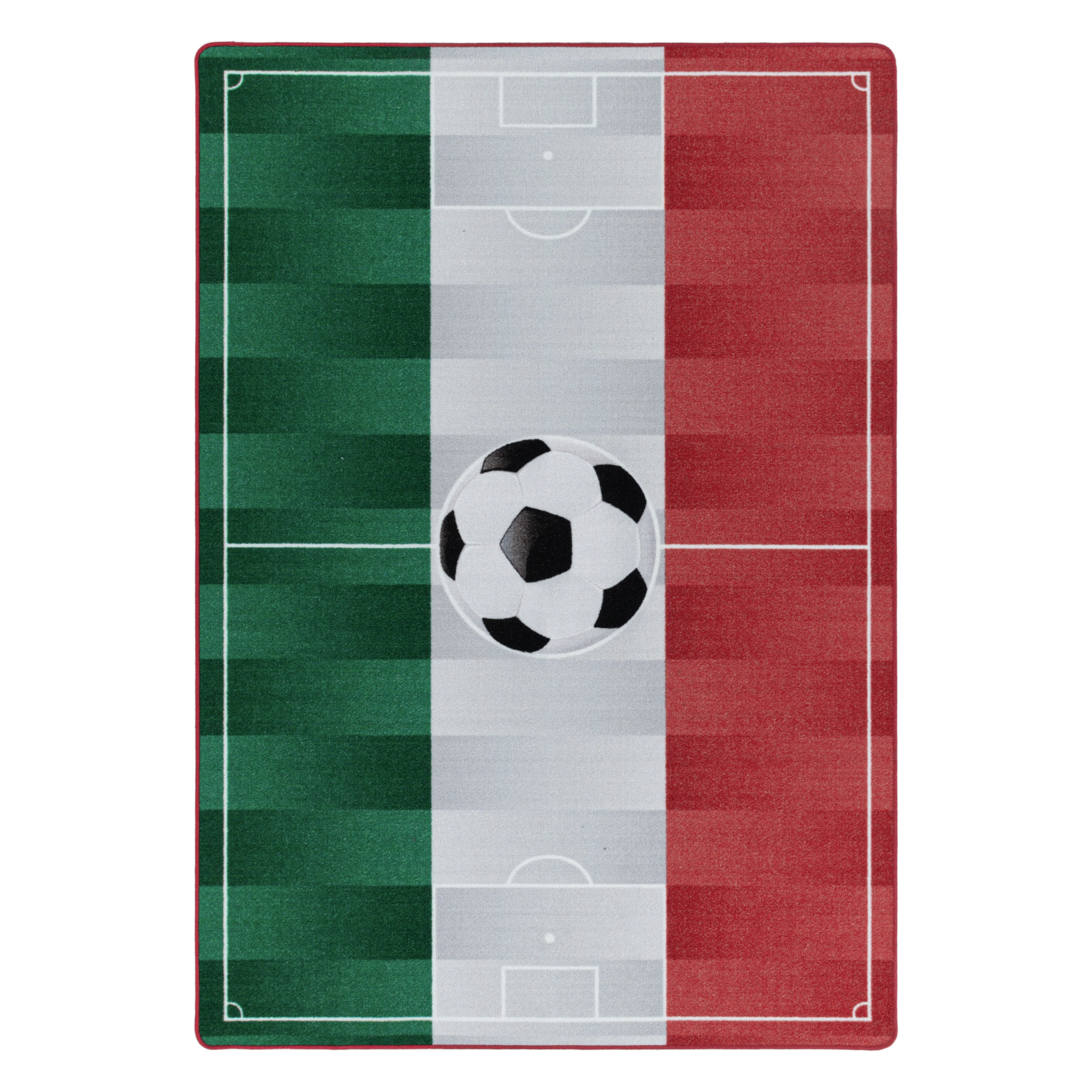 Kurzflor Teppich Kinderteppich Kinderzimmer Spielteppich Fussball Italien Weiss - Image 2