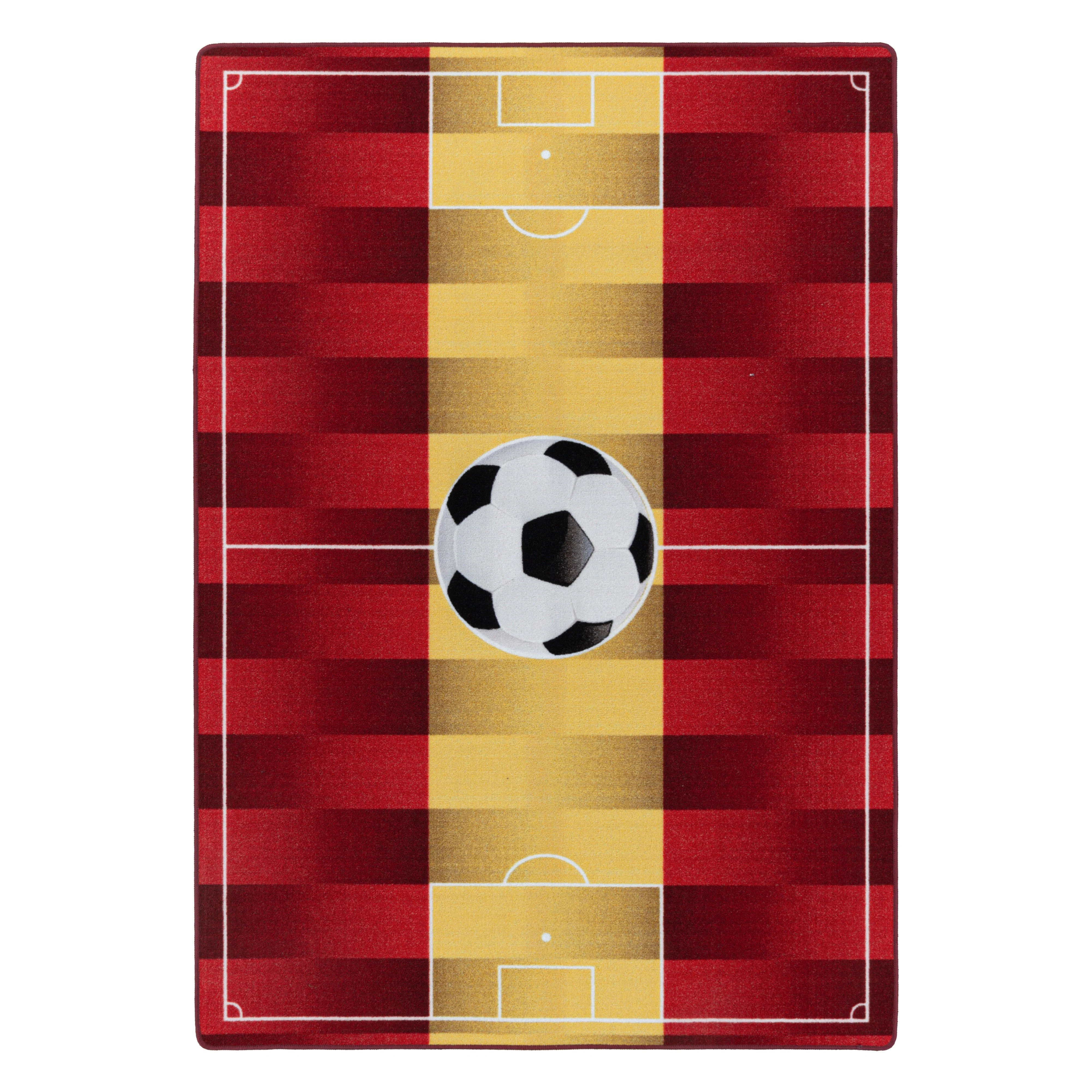 Kurzflor Teppich Kinderteppich Kinderzimmer Spielteppich Fussball Spanien Gelb - Image 2