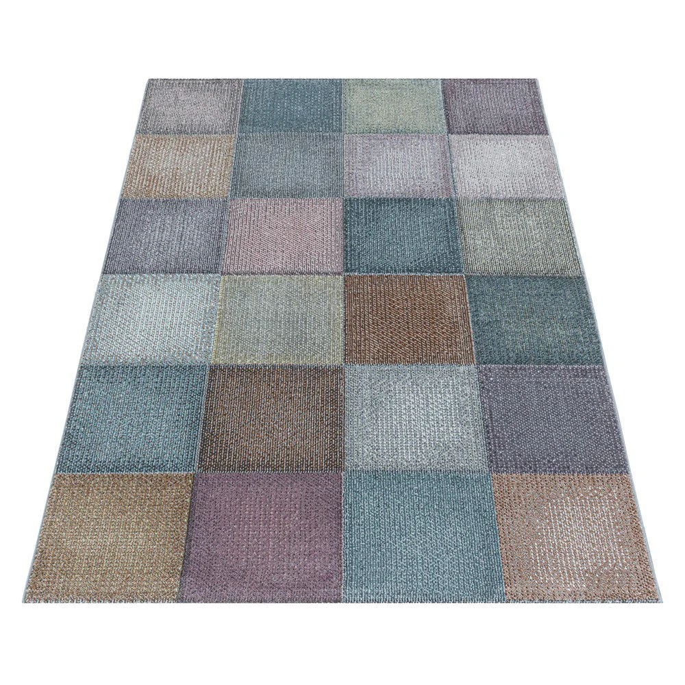 Kurzflor Teppich Modernes Quadrat Pixel Muster Teppich Weich Mehrfarbig - Image 3