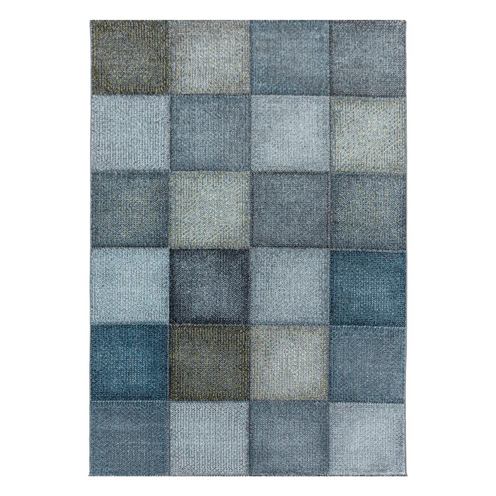 Kurzflor Teppich Modernes Quadrat Pixel Muster Weich Teppich Blau - Image 3