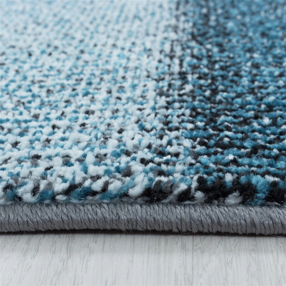 Kurzflor Teppich Modernes Quadrat Pixel Muster Weich Teppich Blau - Image 4