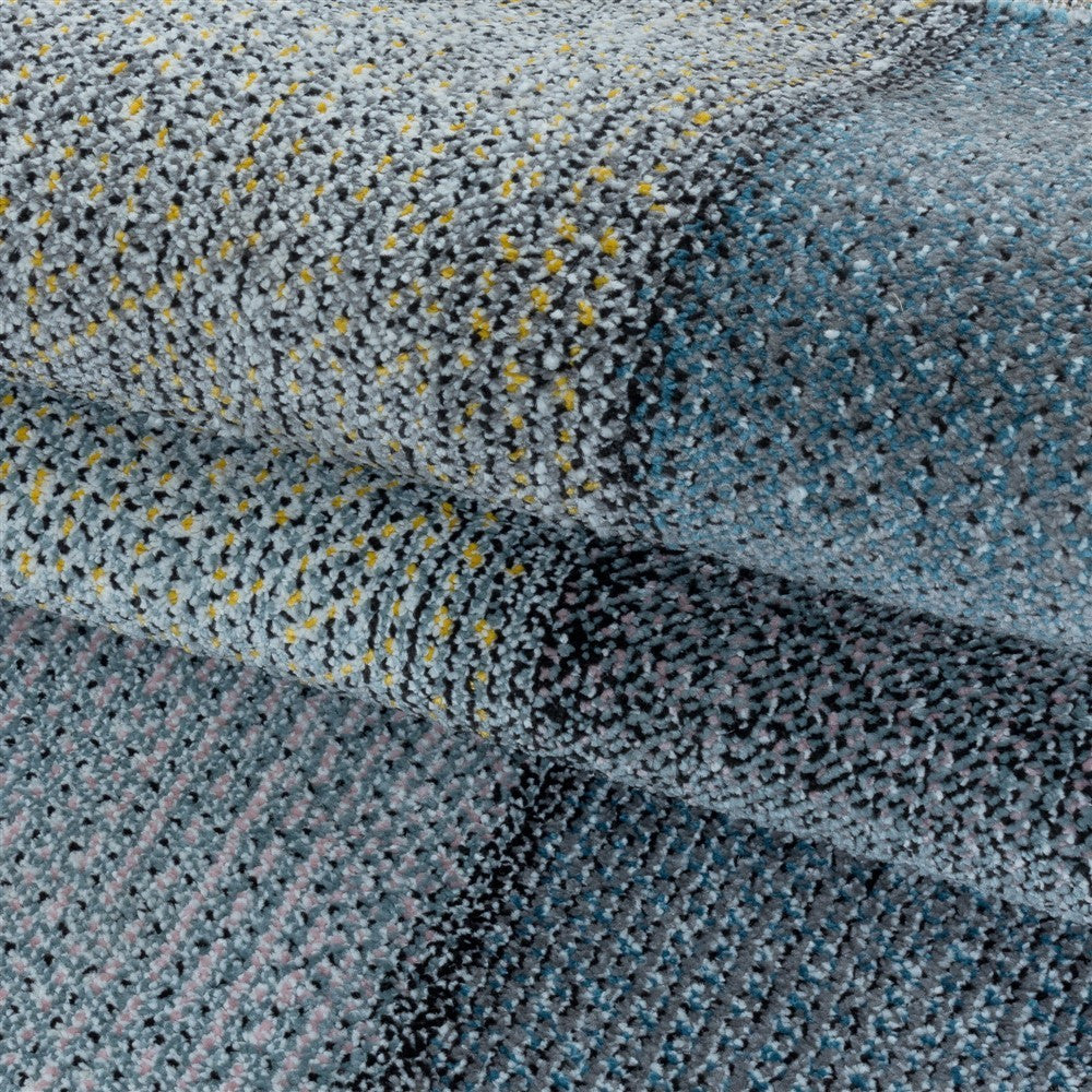 Kurzflor Teppich Modernes Quadrat Pixel Muster Weich Teppich Blau - Image 6