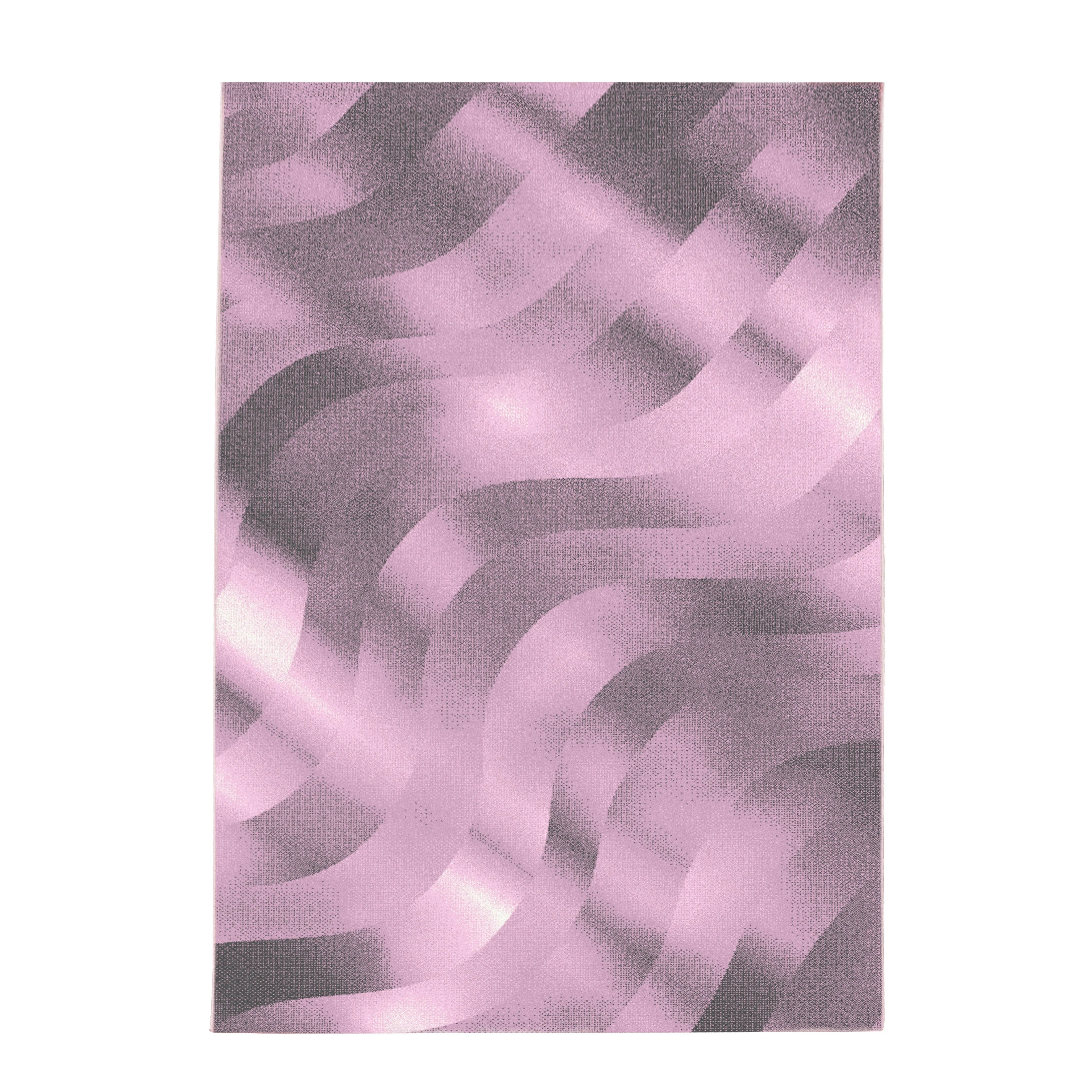Kurzflor Teppich Wohnzimmerteppich Soft Flor Wellen Design Pink - Image 2
