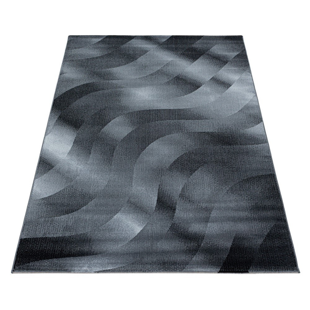 Kurzflor Teppich Wohnzimmerteppich Soft Flor Wellen Design Schwarz - Image 3
