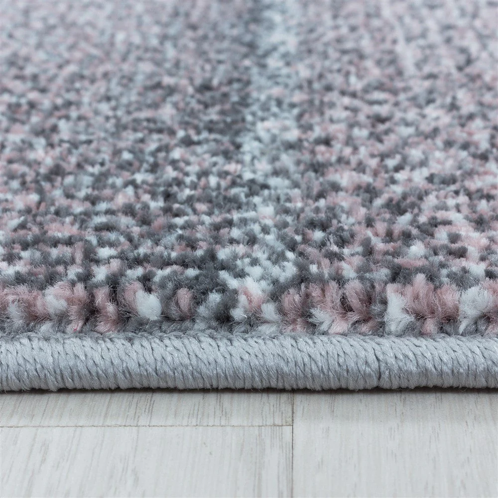 Kurzflor Teppich Zart Rosa Grau Modernes Quadrat Pixel Muster Teppich Weich - Image 3