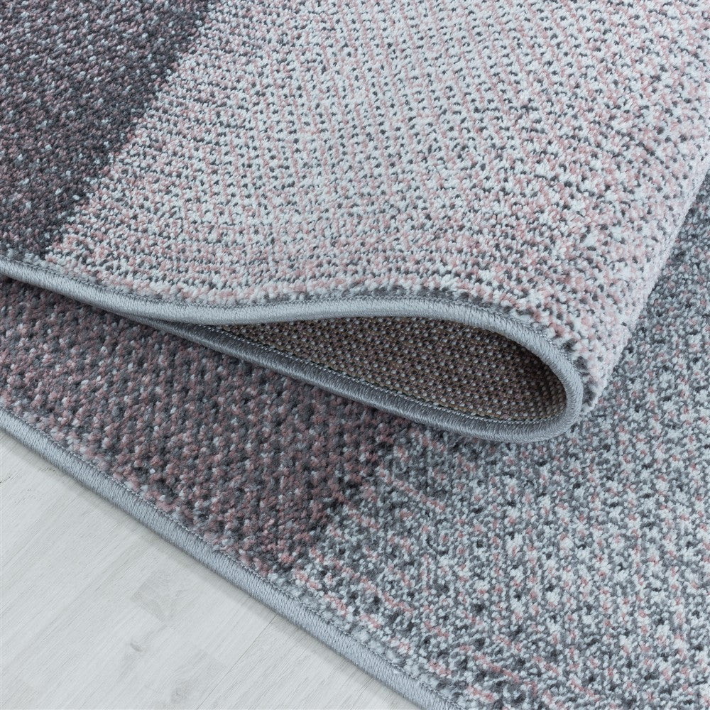 Kurzflor Teppich Zart Rosa Grau Modernes Quadrat Pixel Muster Teppich Weich - Image 5