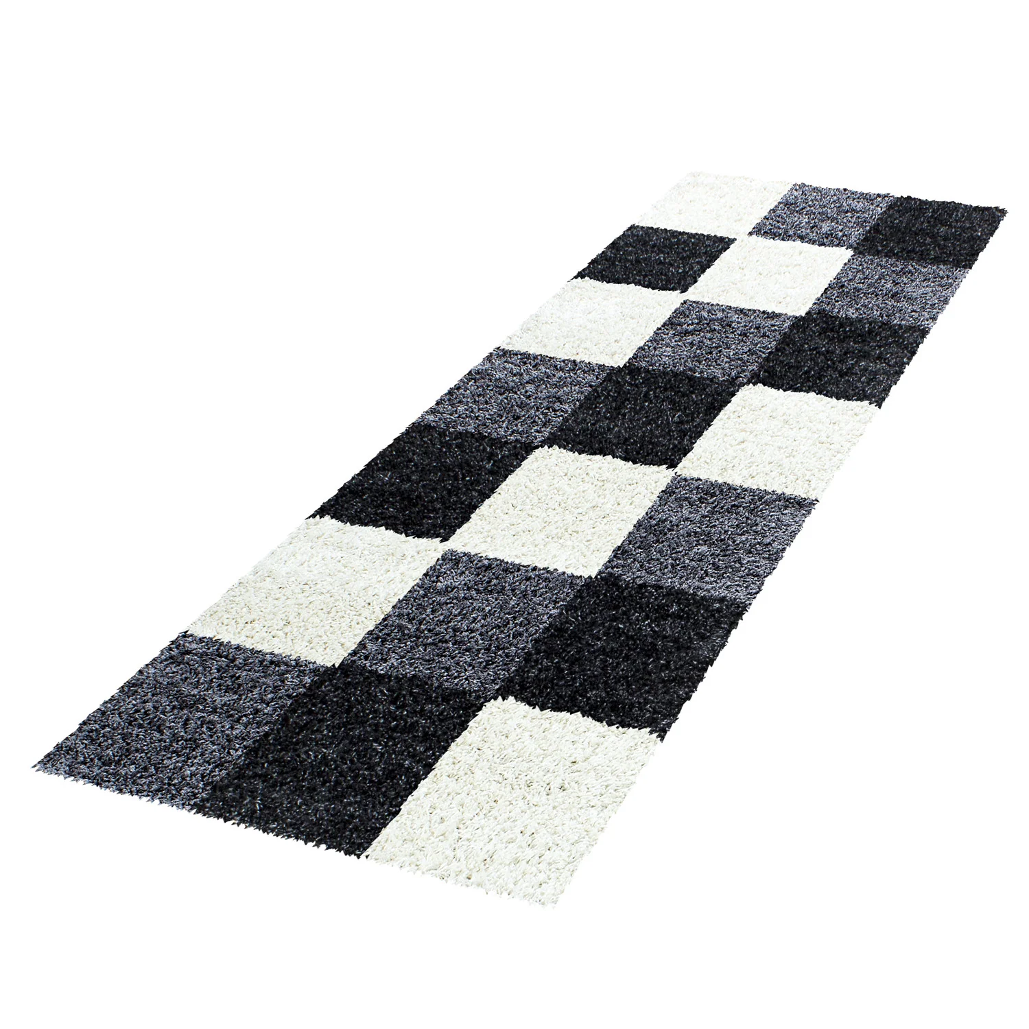 Hochflorteppiche, Kariert Design, Farbe Schwarz, Teppich für Wohnzimmer, Rücken aus Jute - Image 6