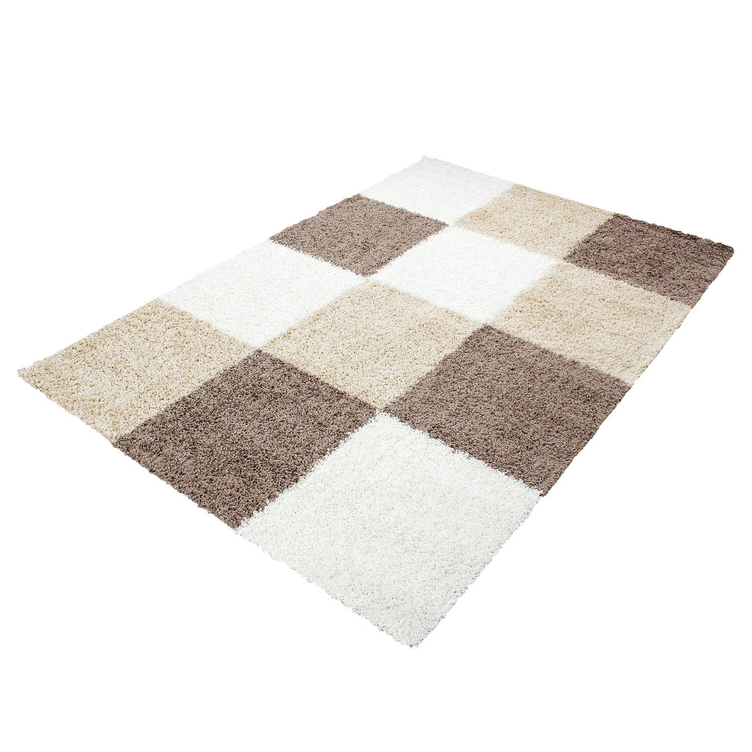 Hochflorteppiche, Kariert Design, Farbe Mokka, Teppich für Wohnzimmer, Rücken aus Jute - Image 3