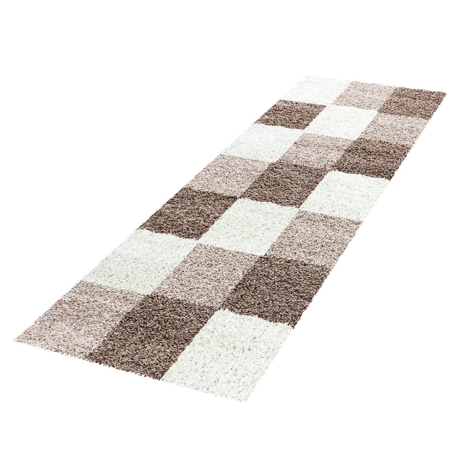 Hochflorteppiche, Kariert Design, Farbe Mokka, Teppich für Wohnzimmer, Rücken aus Jute - Image 6