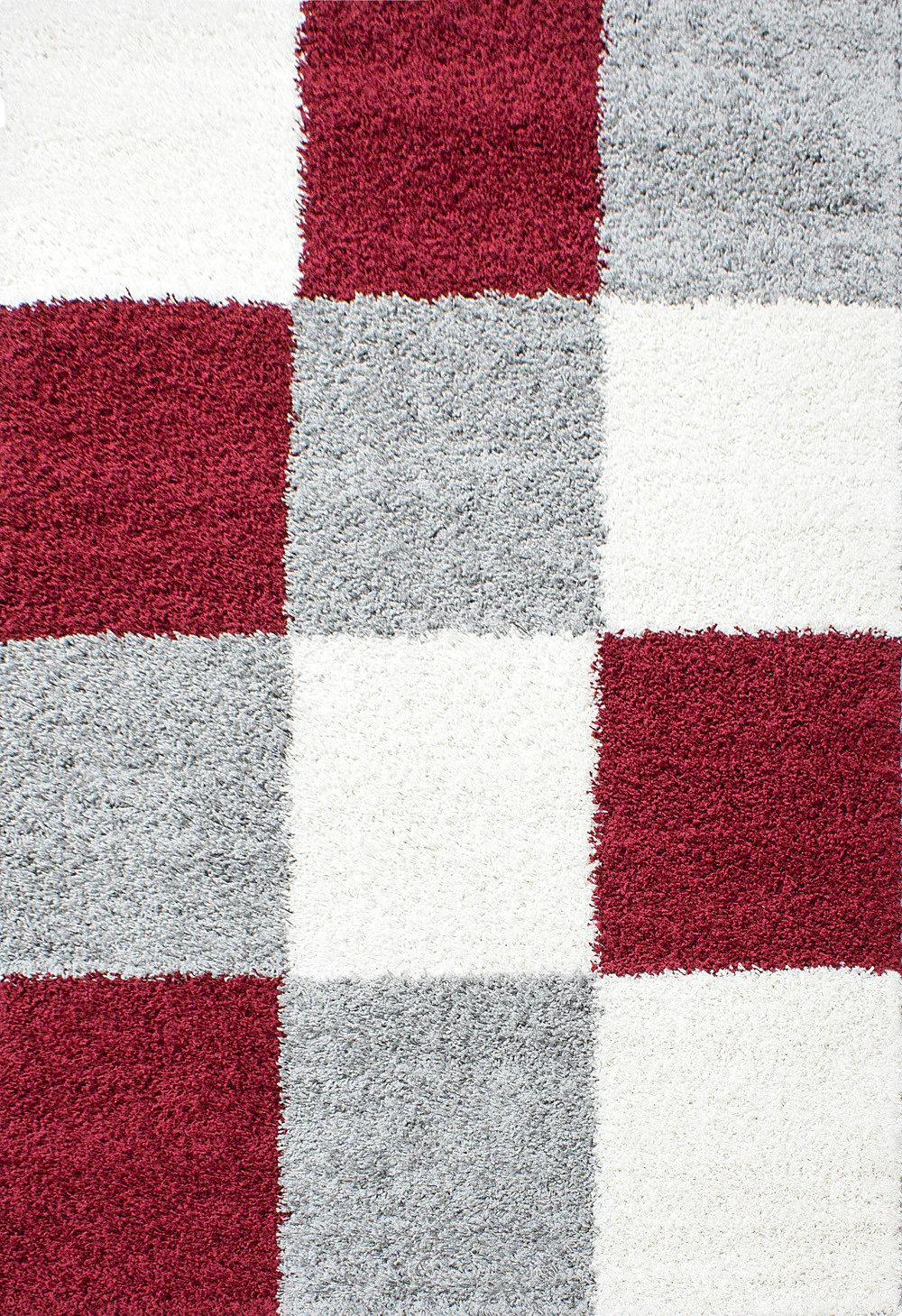 Hochflorteppiche, Kariert Design, Farbe Rot, Teppich für Wohnzimmer, Rücken aus Jute - Image 2