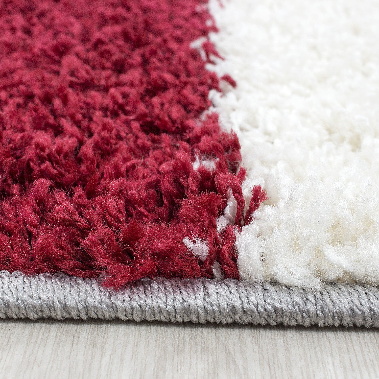 Hochflorteppiche, Kariert Design, Farbe Rot, Teppich für Wohnzimmer, Rücken aus Jute - Image 4
