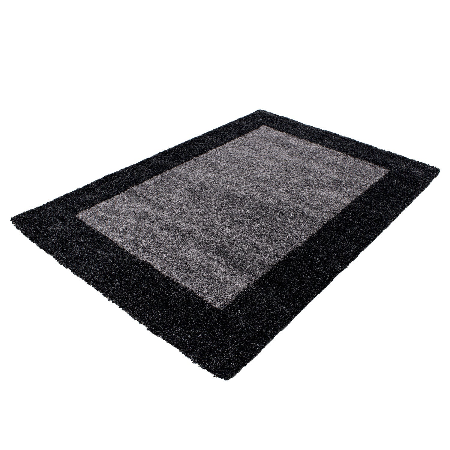 Hochflorteppiche, Bordüre Design, Farbe Anthrazit, Teppich für Wohnzimmer, Rücken aus Jute - Image 3