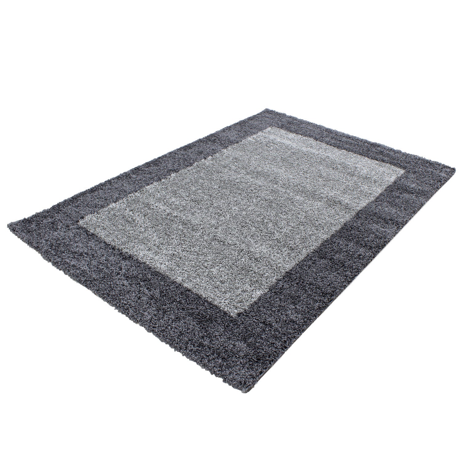 Hochflorteppiche, Bordüre Design, Farbe Grau, Teppich für Wohnzimmer, Rücken aus Jute - Image 3