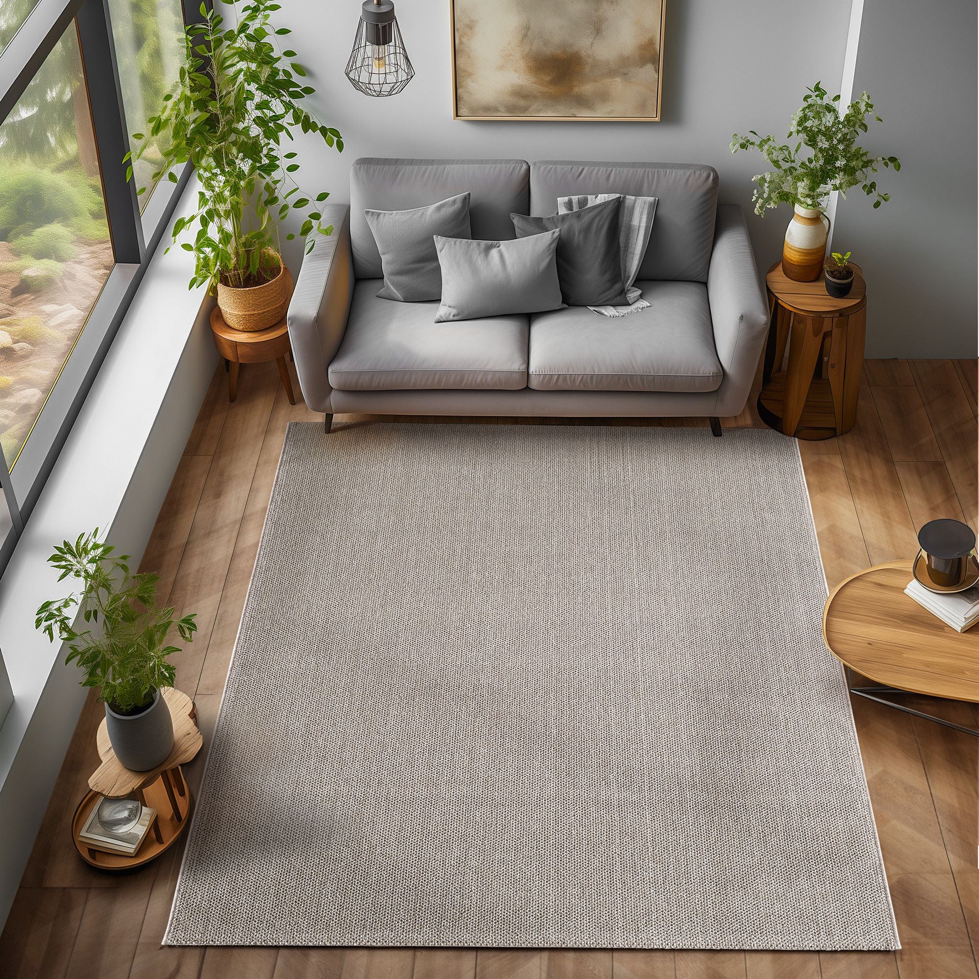 Indoor Teppich, Unicolor- Einfarbig, Farbe Braun, Teppich für Wohnzimmer, Rücken aus Polypropylen