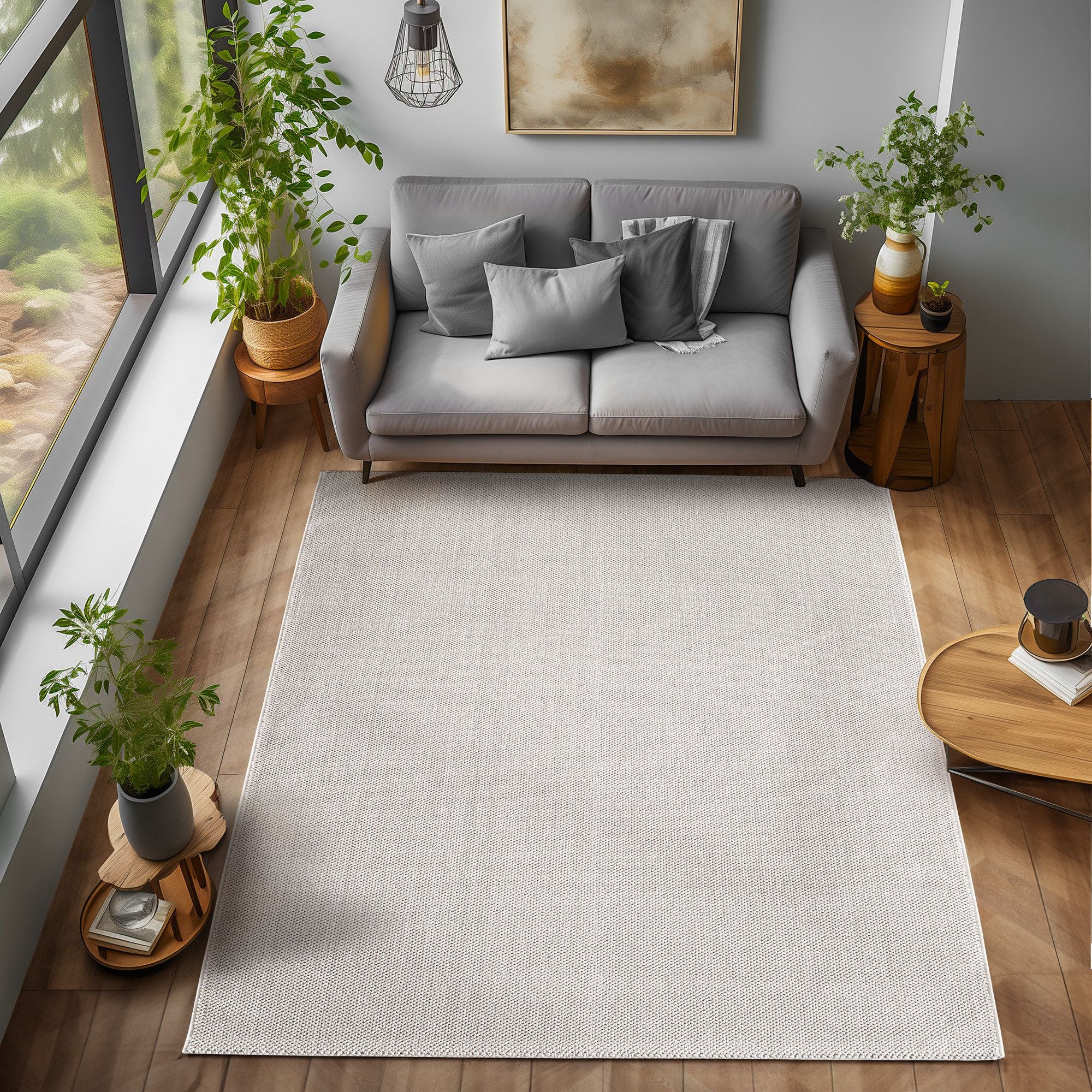 Indoor Teppich, Unicolor- Einfarbig, Farbe Creme, Teppich für Wohnzimmer, Rücken aus Polypropylen