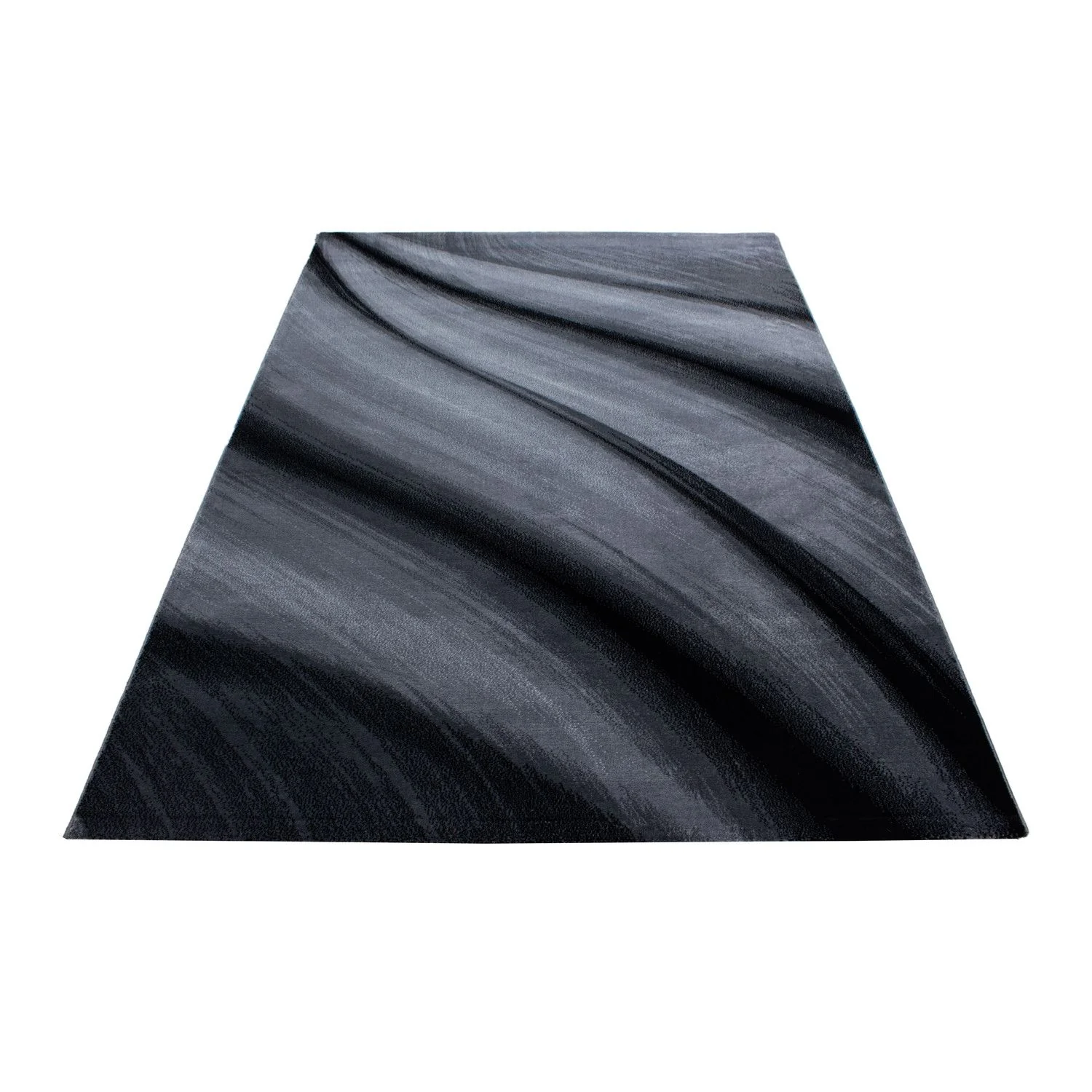 Kurzflor Teppich: Sanftes Wellenmuster in Schwarz - Image 3