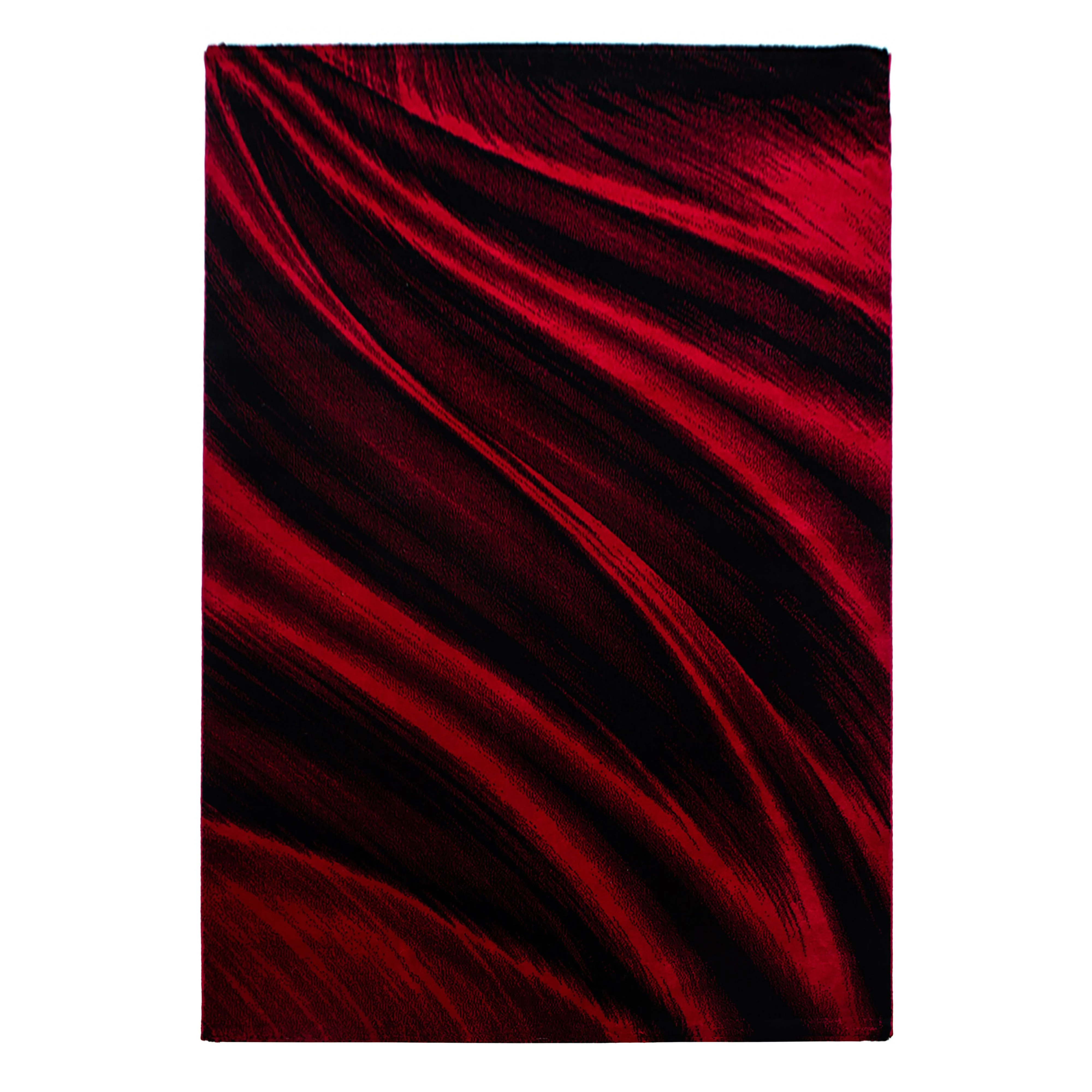 Kurzflorteppiche, Abstrakt Wellen Design, Farbe Rot, Teppich für Wohnzimmer, Rücken aus Jute - Image 2