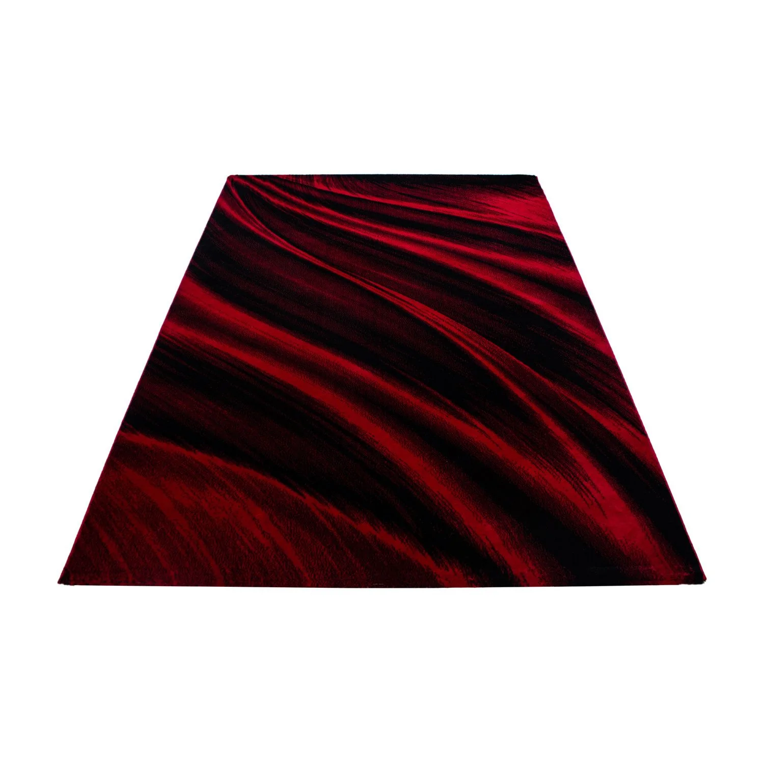 Kurzflorteppiche, Abstrakt Wellen Design, Farbe Rot, Teppich für Wohnzimmer, Rücken aus Jute - Image 3