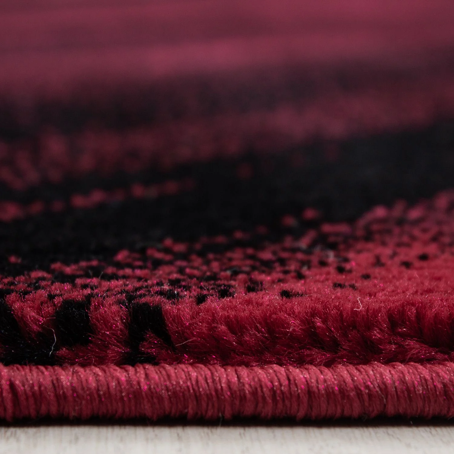 Kurzflorteppiche, Abstrakt Wellen Design, Farbe Rot, Teppich für Wohnzimmer, Rücken aus Jute - Image 4