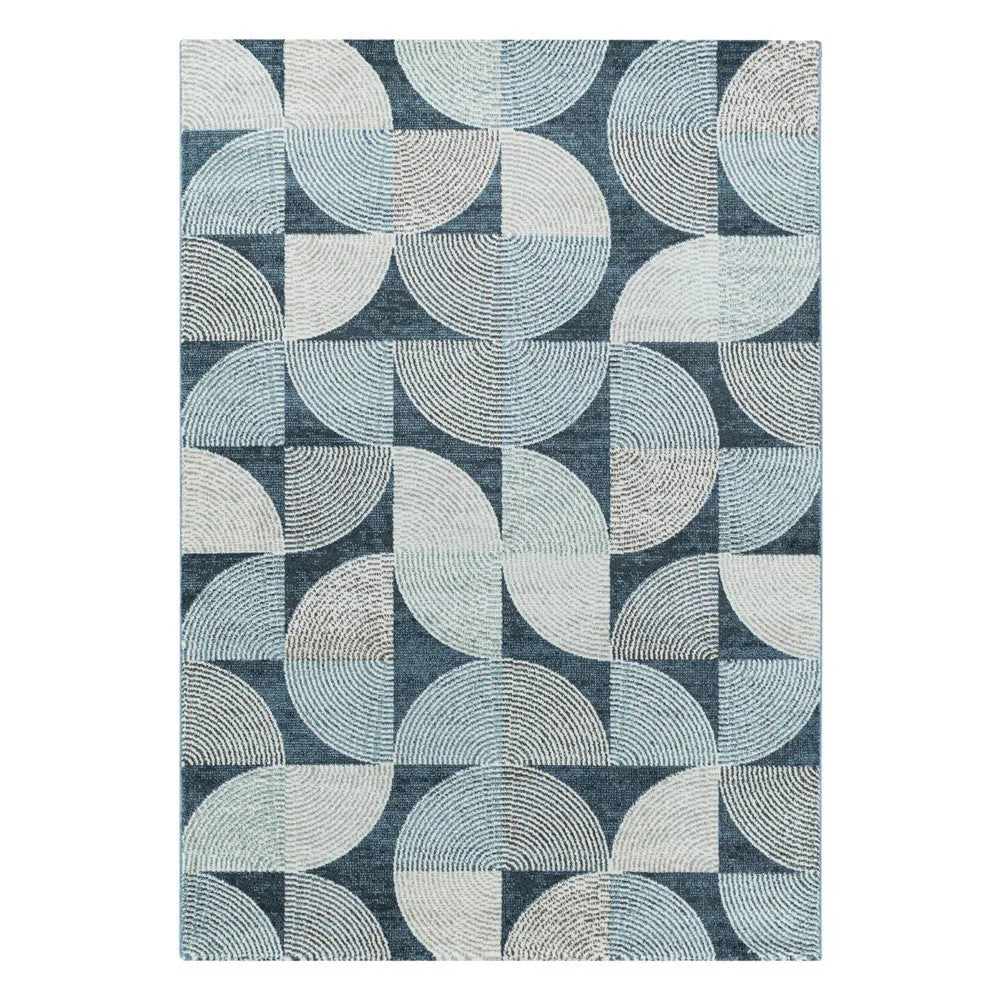 Modern Kurzflor Designer Teppich Geometrisches design Blau Grau - Image 2