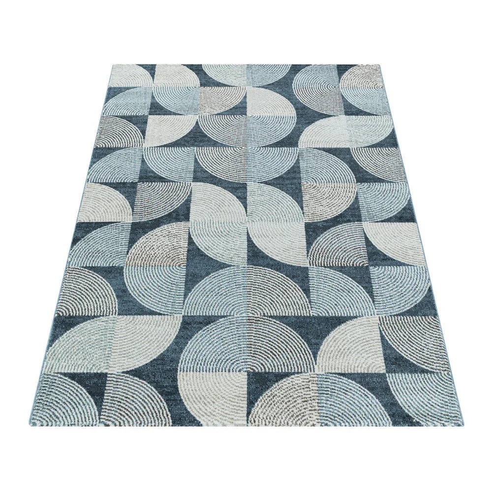 Modern Kurzflor Designer Teppich Geometrisches design Blau Grau - Image 3
