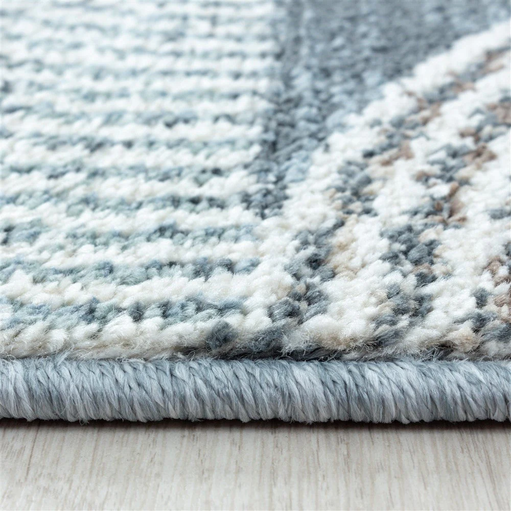 Modern Kurzflor Designer Teppich Geometrisches design Blau Grau - Image 4