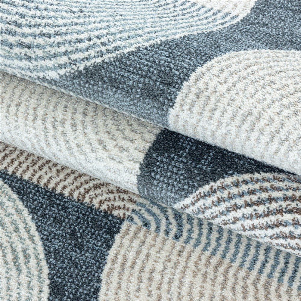 Modern Kurzflor Designer Teppich Geometrisches design Blau Grau - Image 6