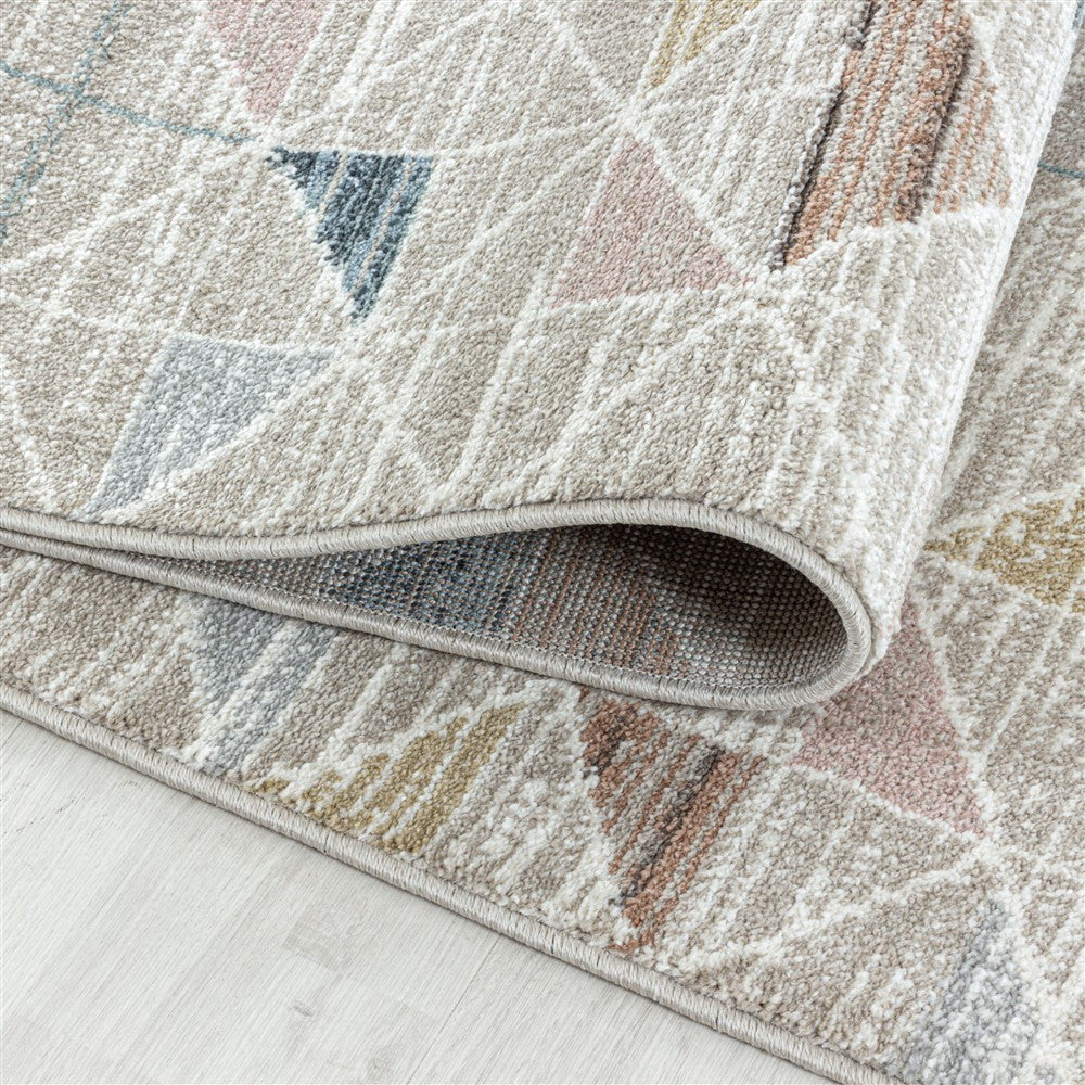Modern Kurzflor Designer Teppich Geometrisches Dreieck design Braun Beige - Image 4