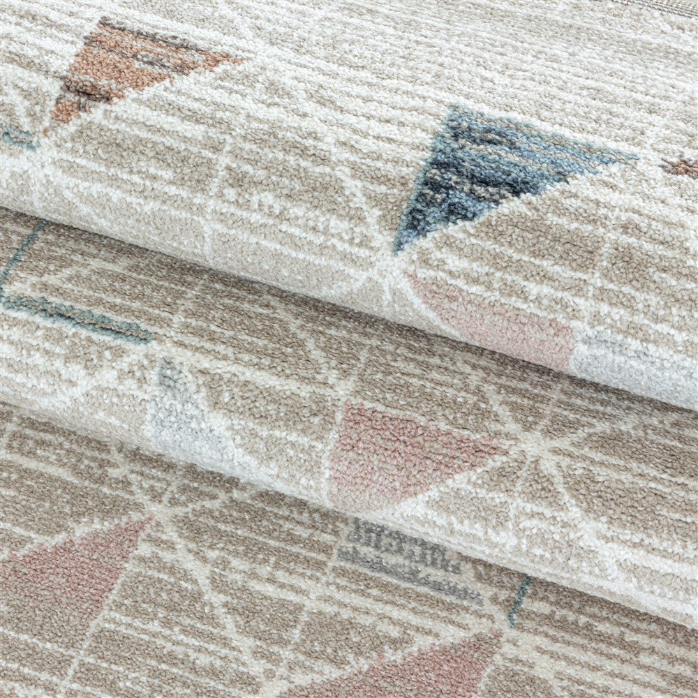 Modern Kurzflor Designer Teppich Geometrisches Dreieck design Braun Beige - Image 6