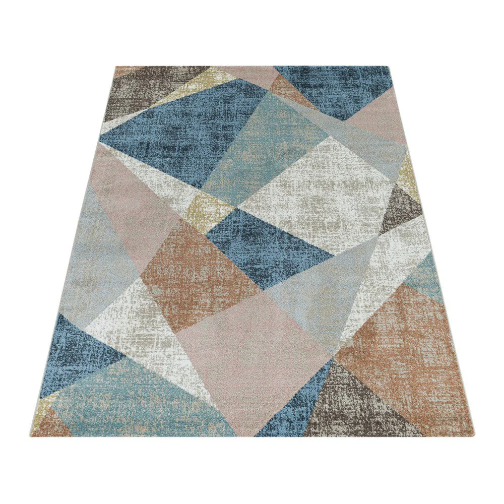 Modern Kurzflor Designer Teppich Geometrisches Dreieck design gemischte Farben - Image 3