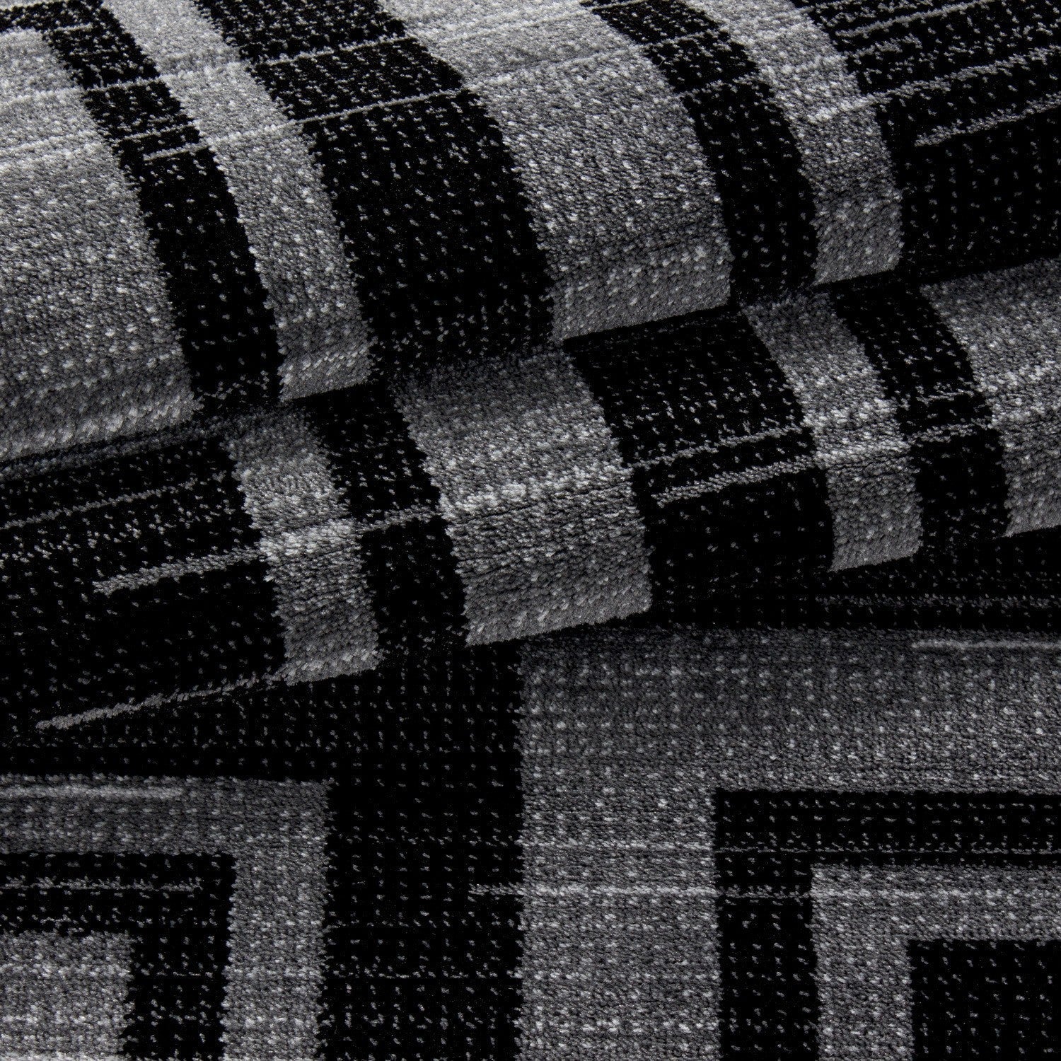 Moderner Designer Wohnzimmer Teppich mit Blockmuster PARMA 9270 Schwarz-Grau - Image 3