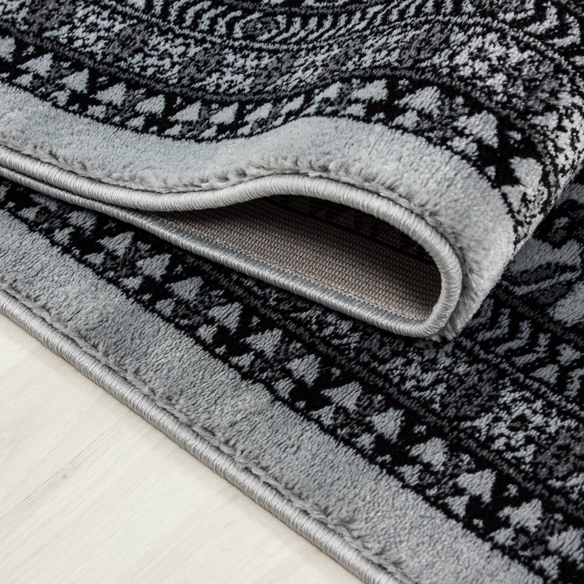 Orientalischer Webteppich Klassisch | Schwarz-Grau Design - Image 4
