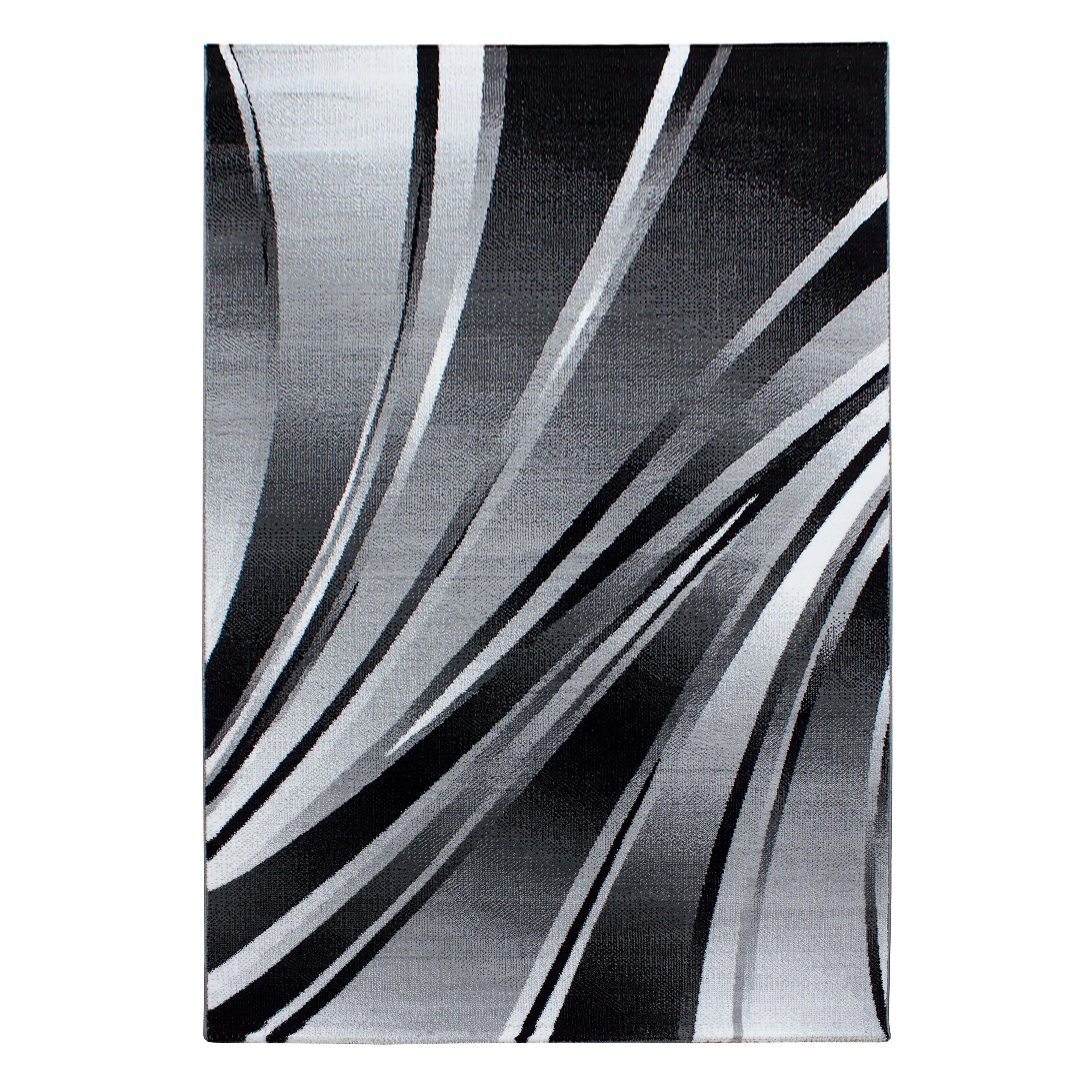 Kurzflor Teppich: Linien & Wellen Design in Schwarz - Image 2