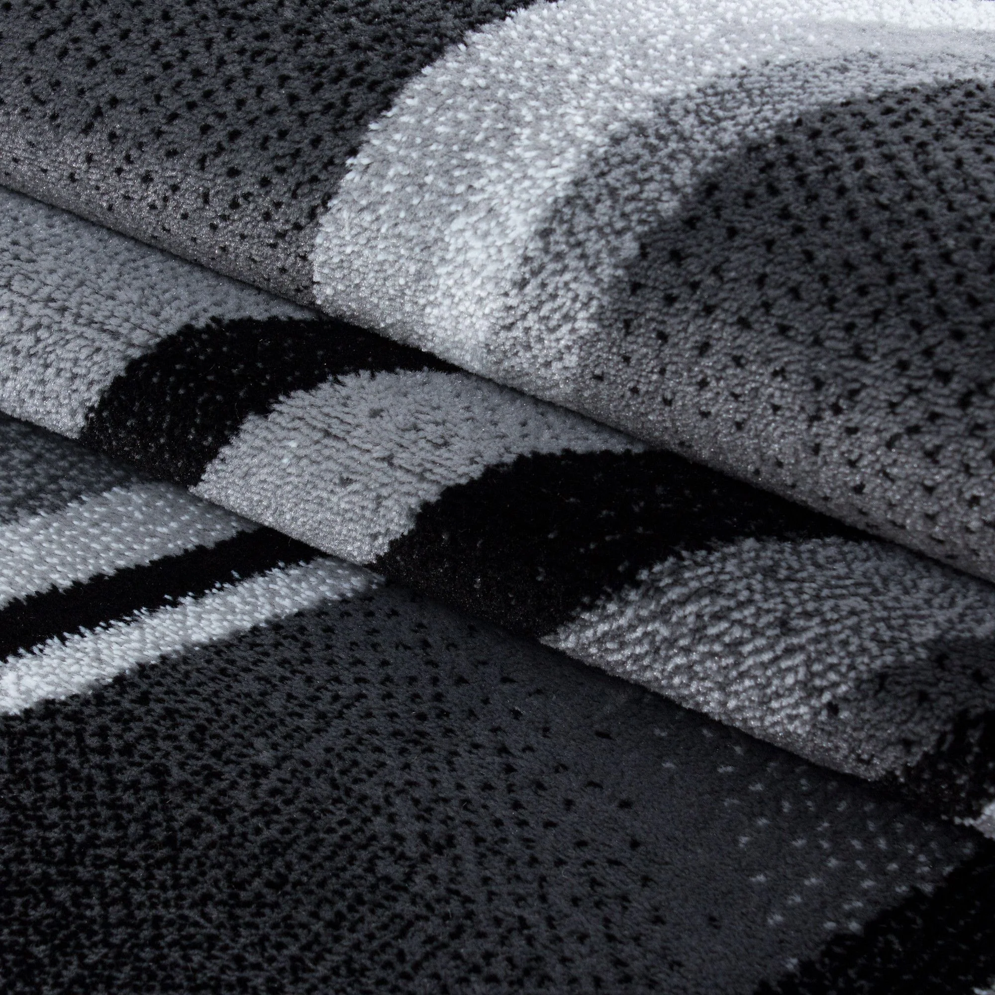 Kurzflor Teppich: Linien & Wellen Design in Schwarz - Image 6