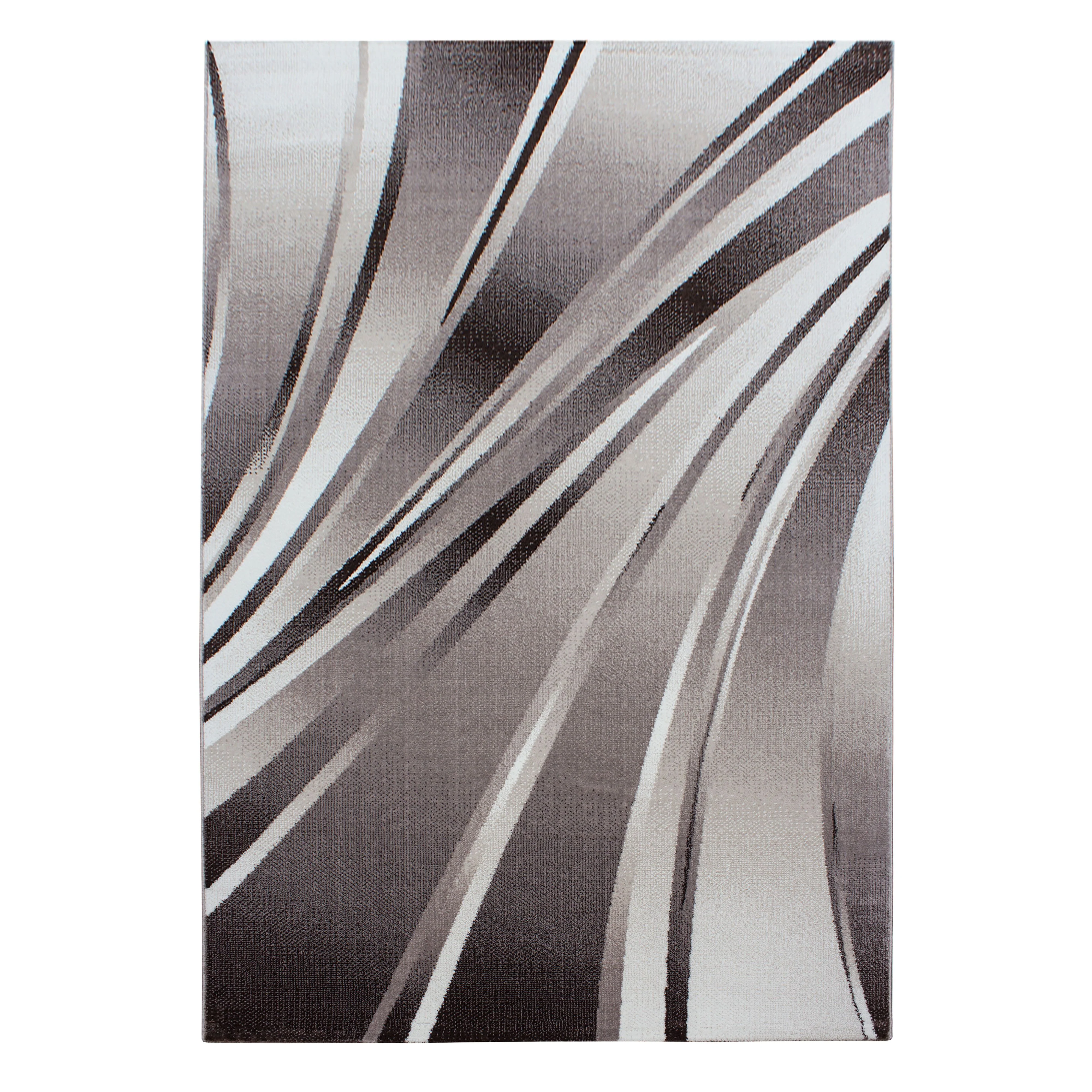Kurzflor Teppich: Linien & Wellen Design in Braun - Image 2