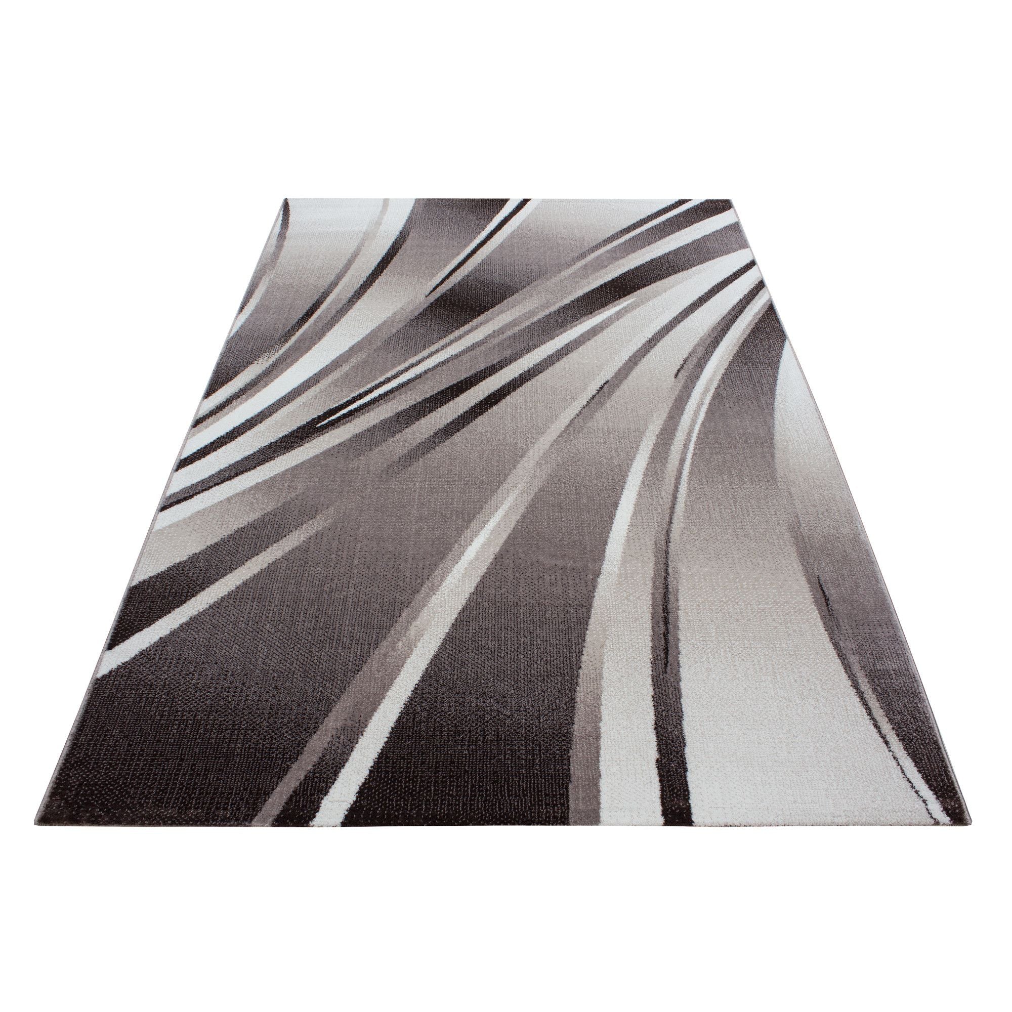 Kurzflor Teppich: Linien & Wellen Design in Braun - Image 3