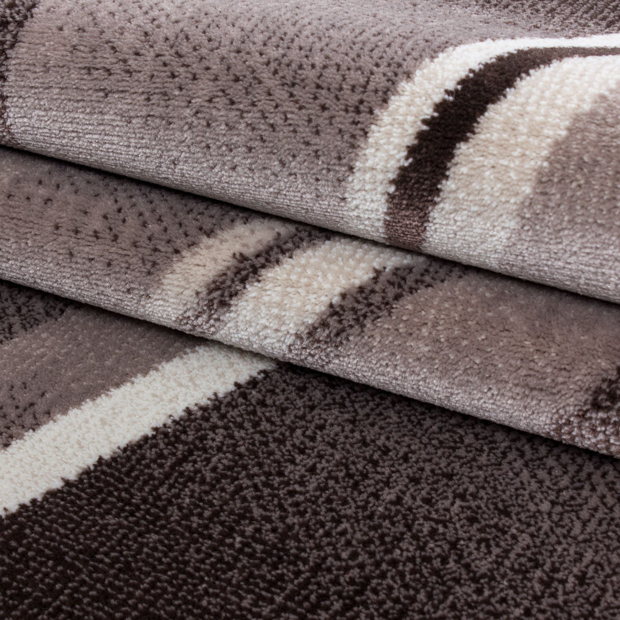 Kurzflor Teppich: Linien & Wellen Design in Braun - Image 6