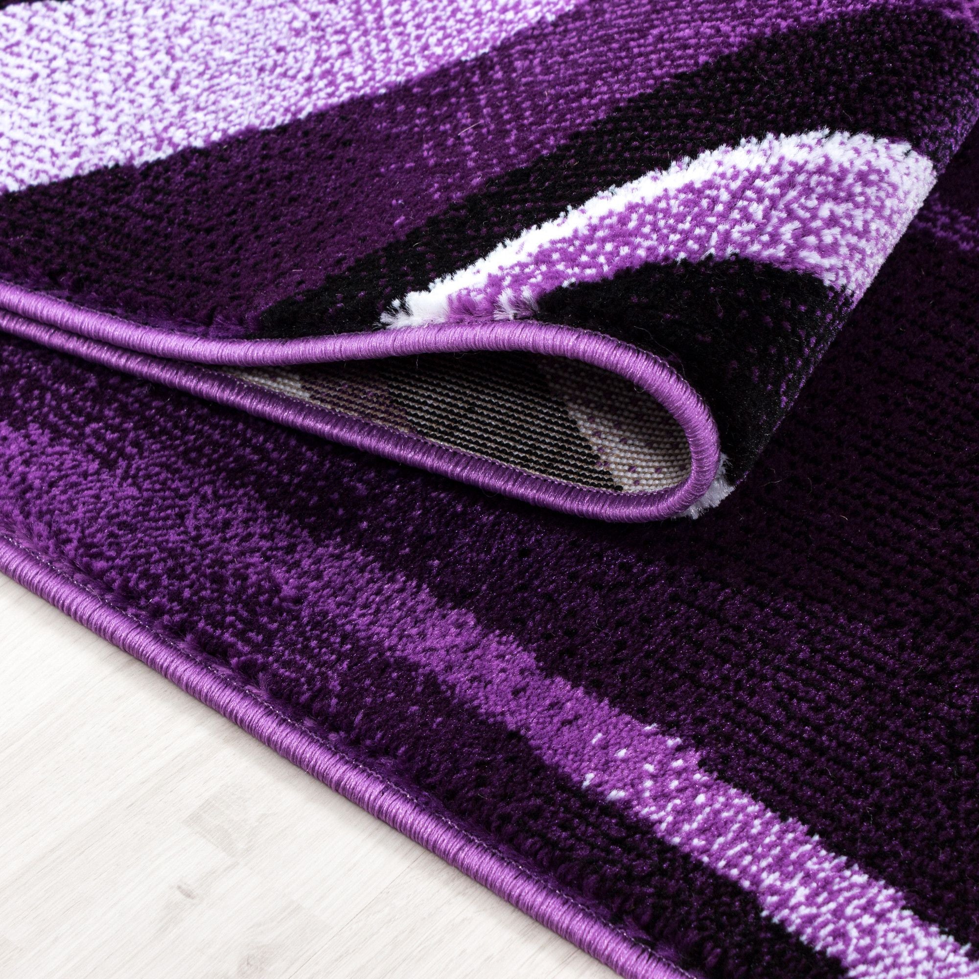 Parma Abstrakter Kurzflorteppich in Violett mit Wellen - Image 5