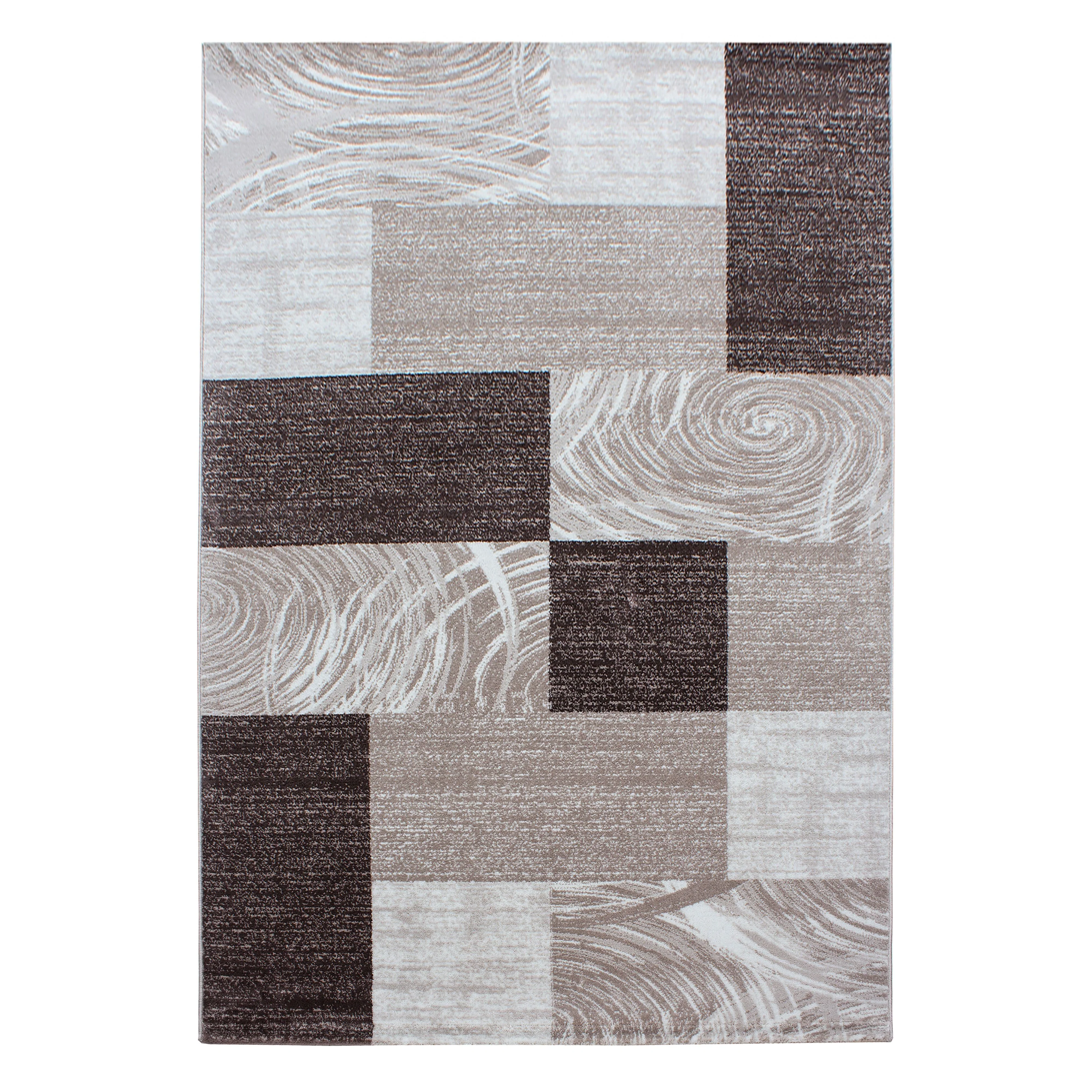 Kurzflorteppiche, Abstrakt Kariert Design, Farbe Braun, Teppich für Wohnzimmer, Rücken aus Jute - Image 2