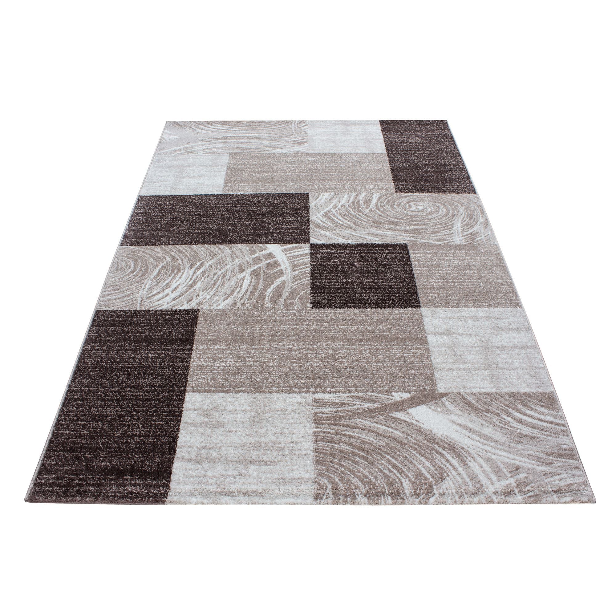 Kurzflorteppiche, Abstrakt Kariert Design, Farbe Braun, Teppich für Wohnzimmer, Rücken aus Jute - Image 3