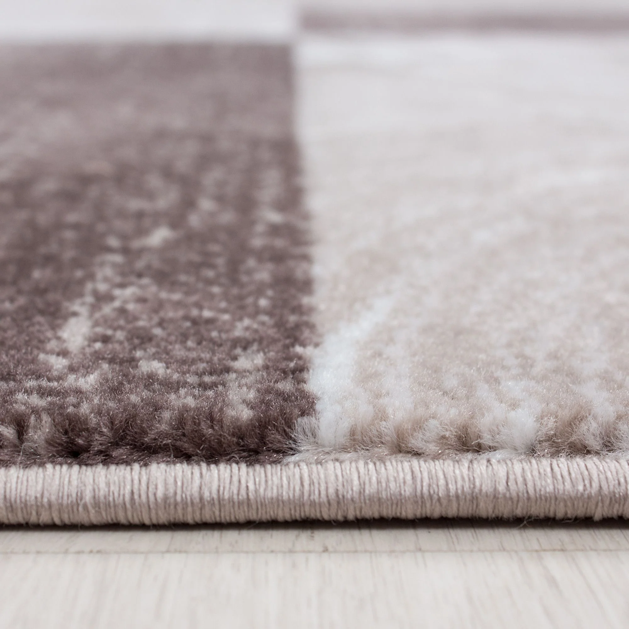 Kurzflorteppiche, Abstrakt Kariert Design, Farbe Braun, Teppich für Wohnzimmer, Rücken aus Jute - Image 4
