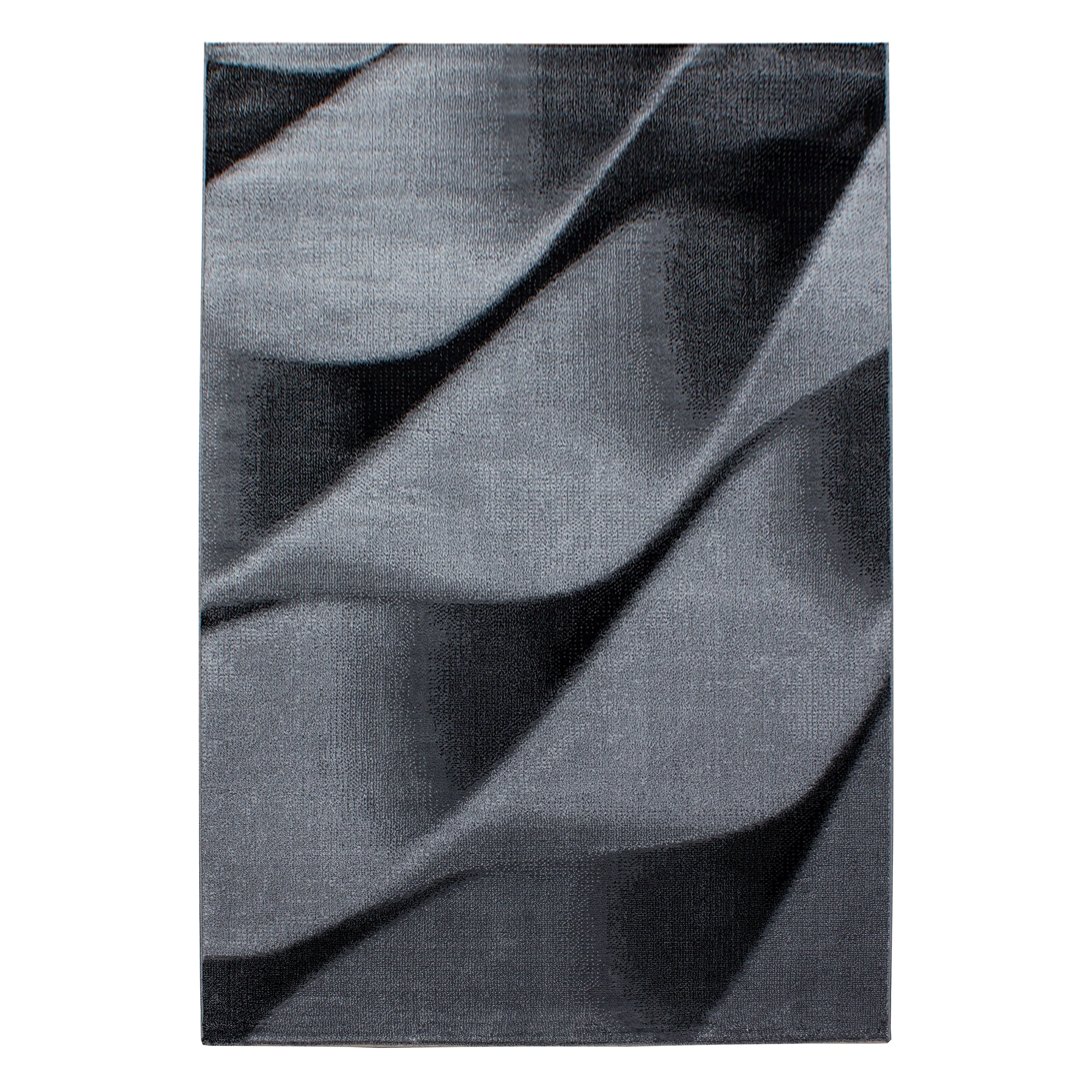 Parma Abstrakter Kurzflorteppich in Schwarz mit Wellen - Image 2