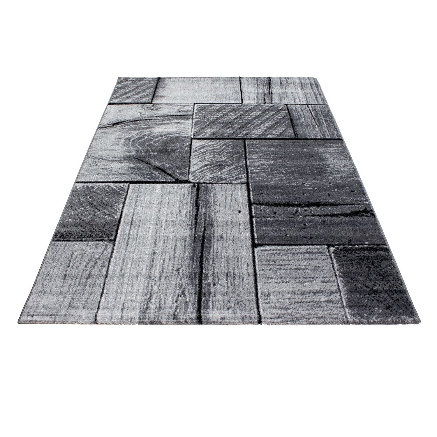 Kurzflorteppiche, 3D-Holzdesign, Farbe Schwarz, Teppich für Wohnzimmer, Rücken aus Jute - Image 3