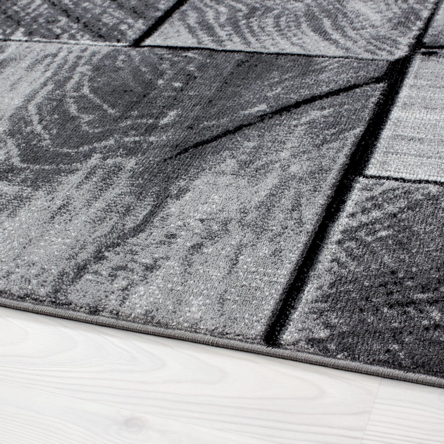Kurzflorteppiche, 3D-Holzdesign, Farbe Schwarz, Teppich für Wohnzimmer, Rücken aus Jute - Image 4