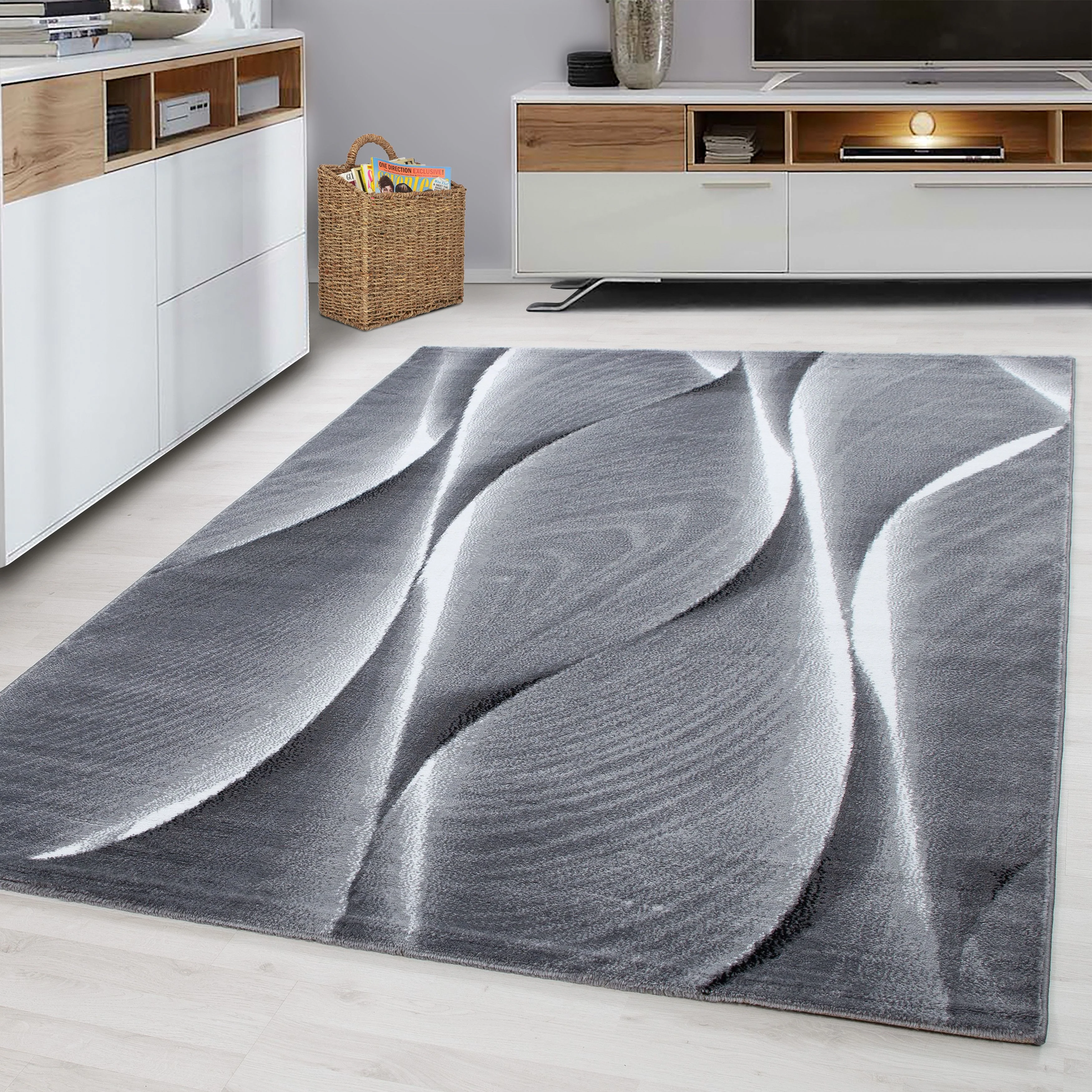 Parma Kurzflorteppich in Grau mit Ombre-Effekt