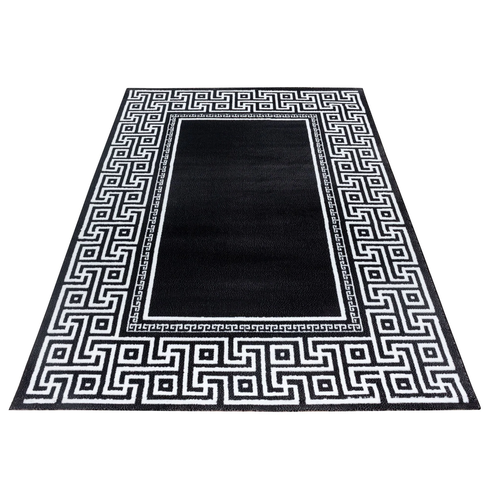 Parma Mäander Kurzflorteppich in Schwarz - Image 3